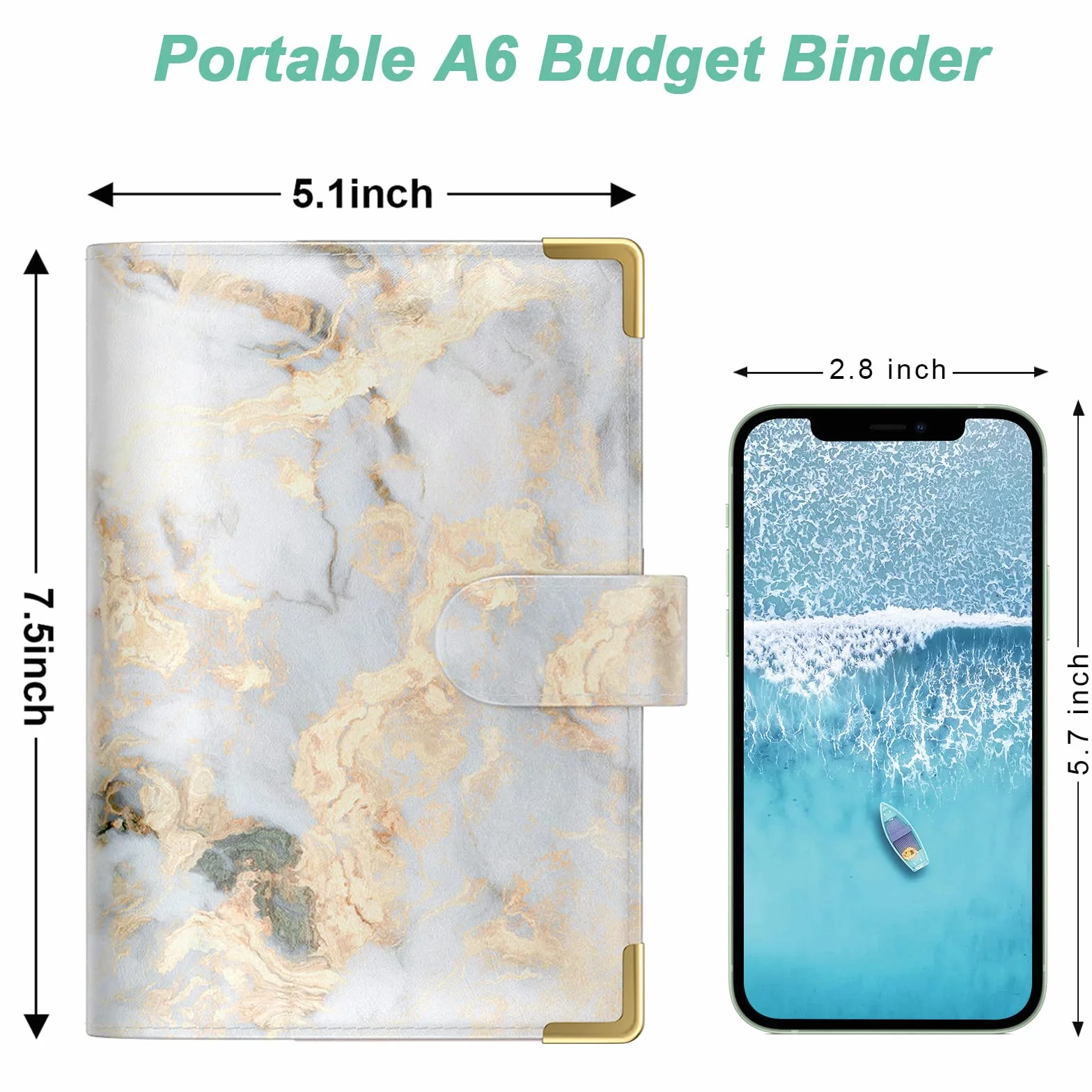 PU Leather A6 Budget Binder Cash Envelopes for Women Floral