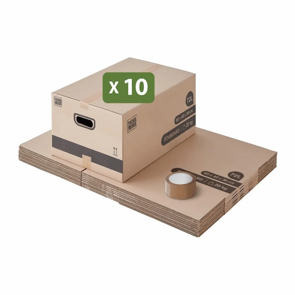 Cartons Déménagement Stockage M 60 x 40 x 30 cm Poignées renforcées Lot 10