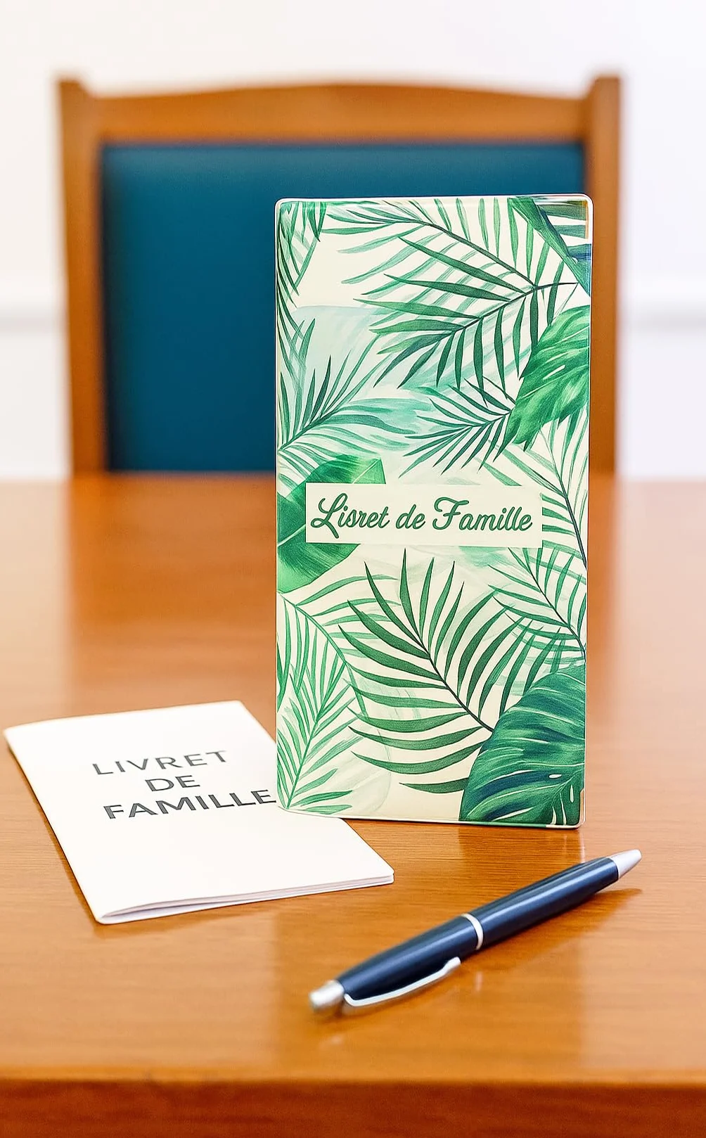 Étui Livret de Famille Protège-Livret Officiel en Gomme Expansée Format Mairie Tropical Vert
