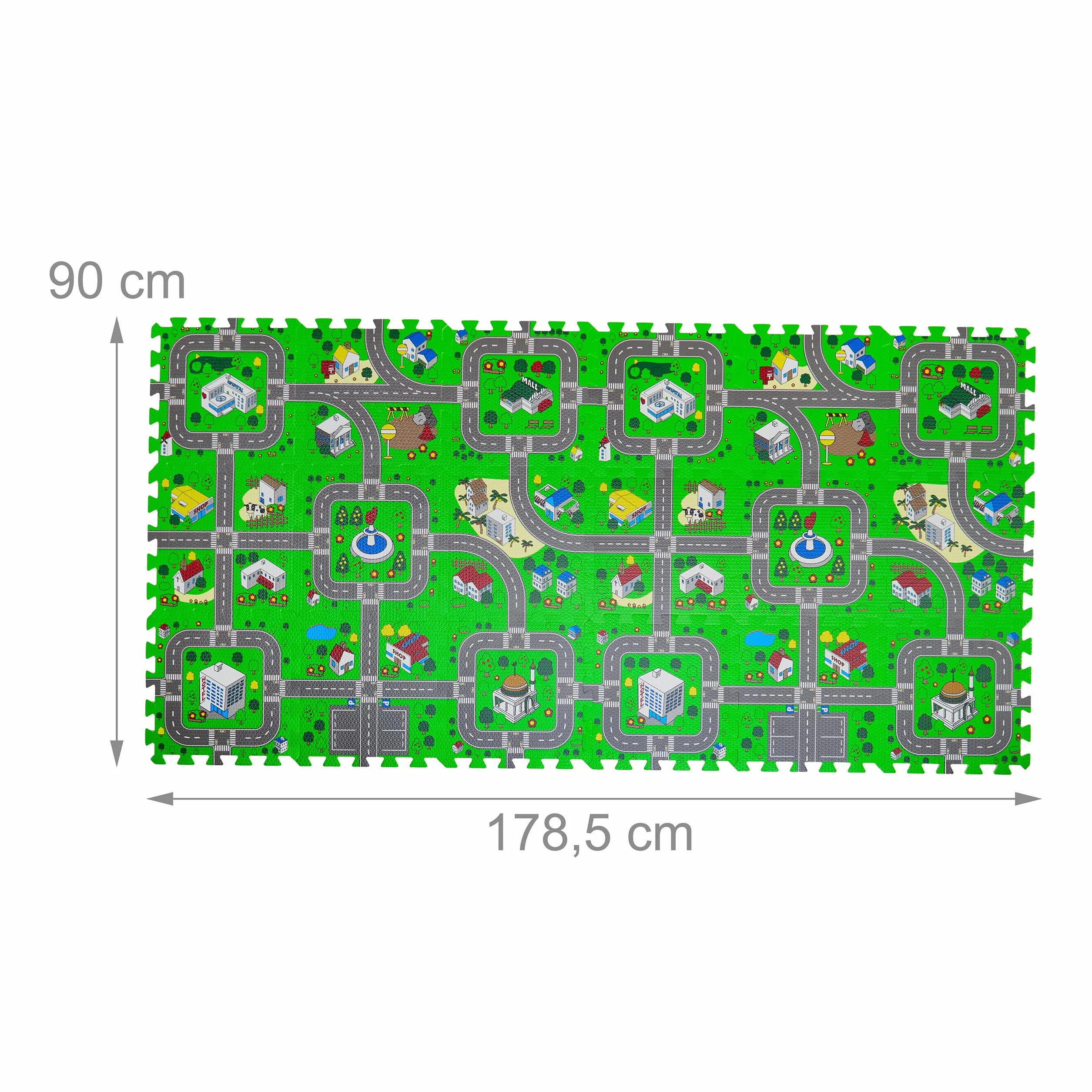 Relaxdays Tapis de Jeu Circuit 18 Pièces Mousse EVA 178,5 x 90 cm Multicolore