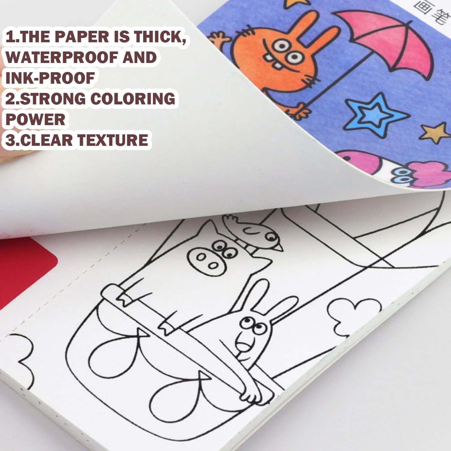 Livre Peinture Aquarelle avec Pinceau Réservoir D'eau, Livre Coloriage Enfant A5 72 Pages