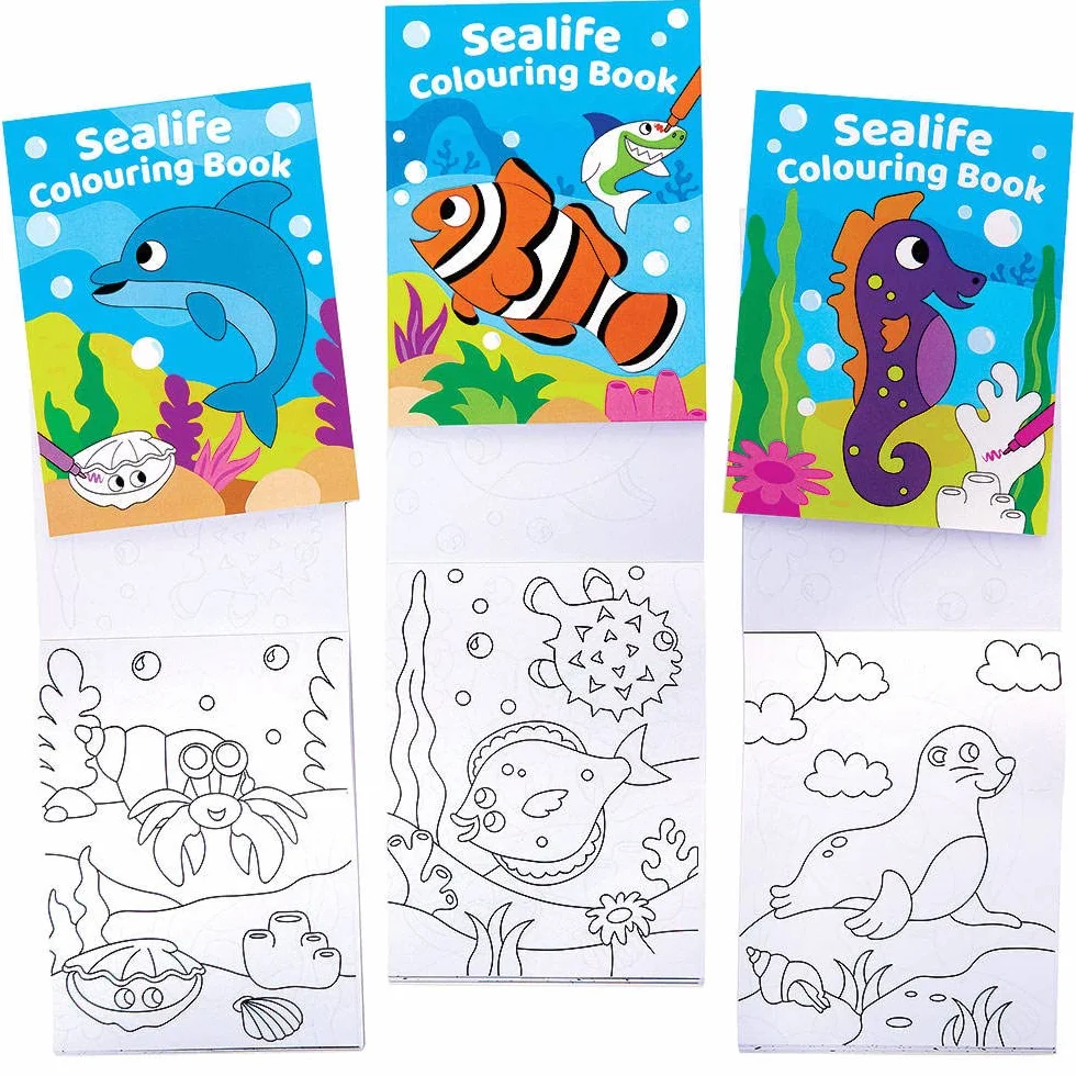 Baker Ross Mini Livre de Coloriage Vie Marine - Lot de 12, Activites pour Enfants