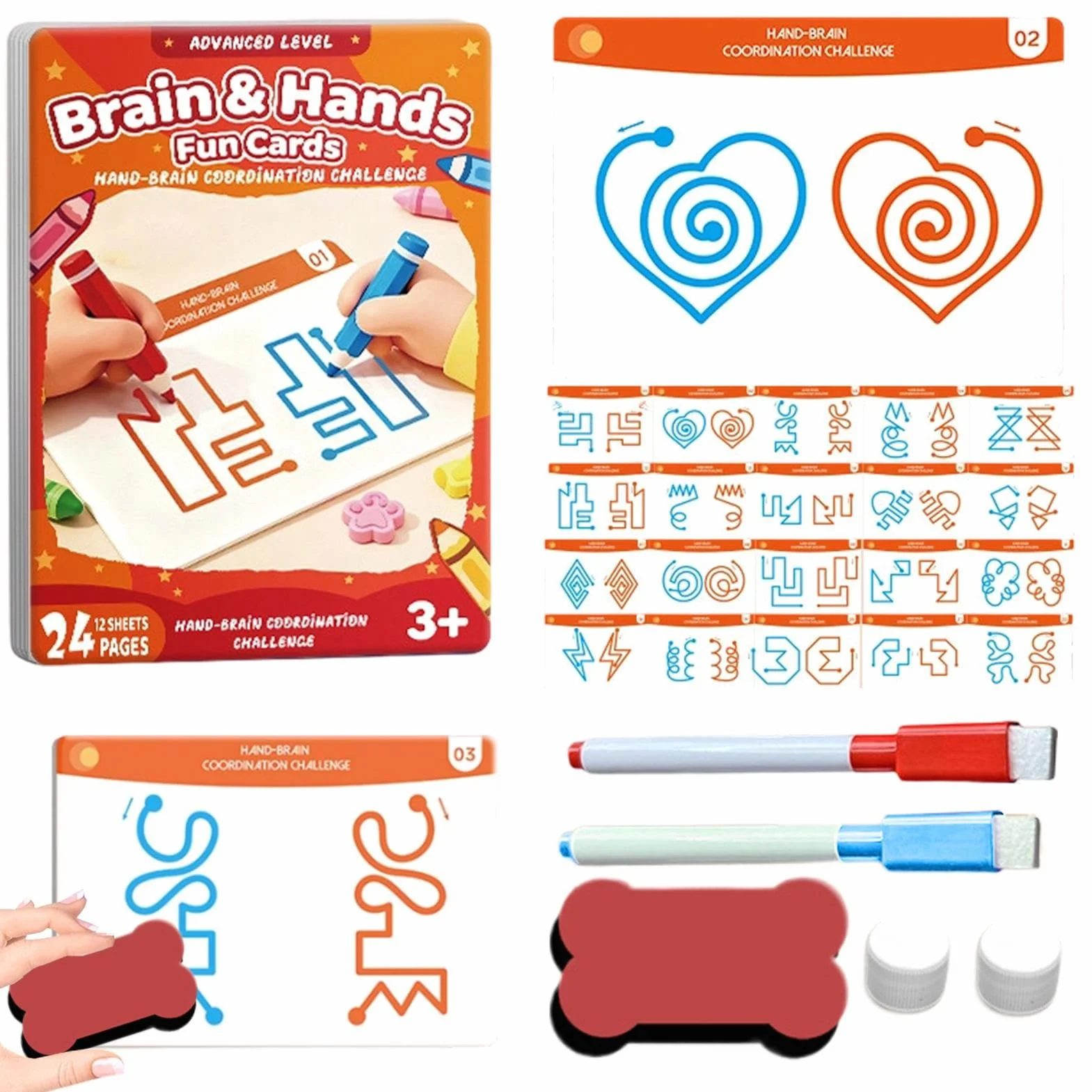 Cartes de Développement Cérébral 20 Cartes Coordination Main-Cerveau Éducatifs Logiques