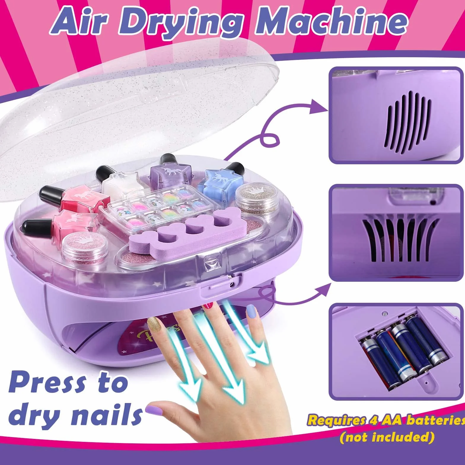 Tacobear Kit Manucure Enfant Vernis à Ongles Pelable Autocollants Ongles Machine à Ongles Fille