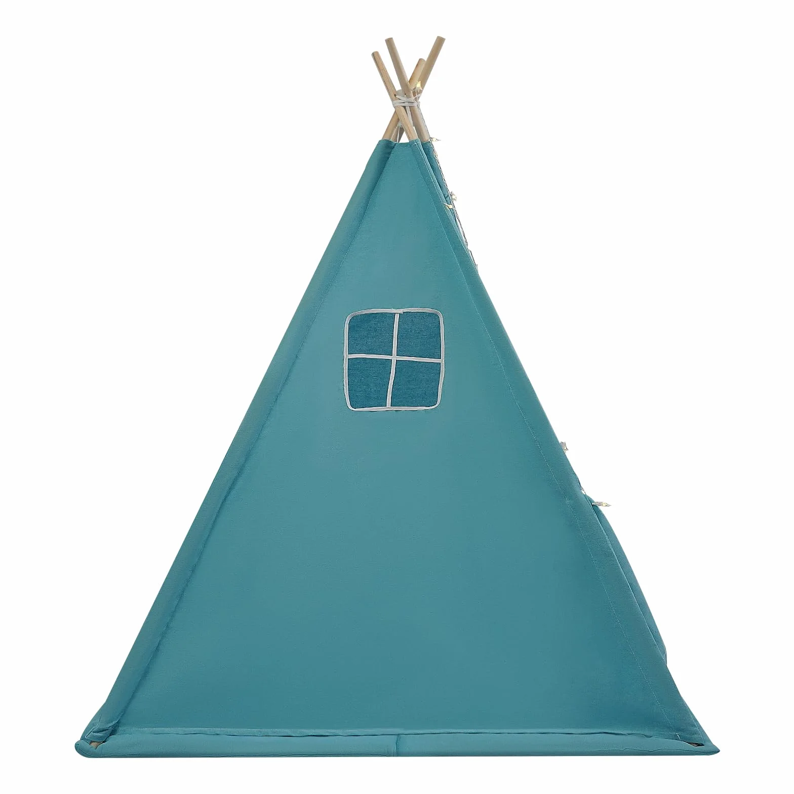 Tente Tipi pour enfant avec tapis de sol et guirlande lumineuse - Tente de jeu pliable en coton 120 x 120 x 140 cm Bleu