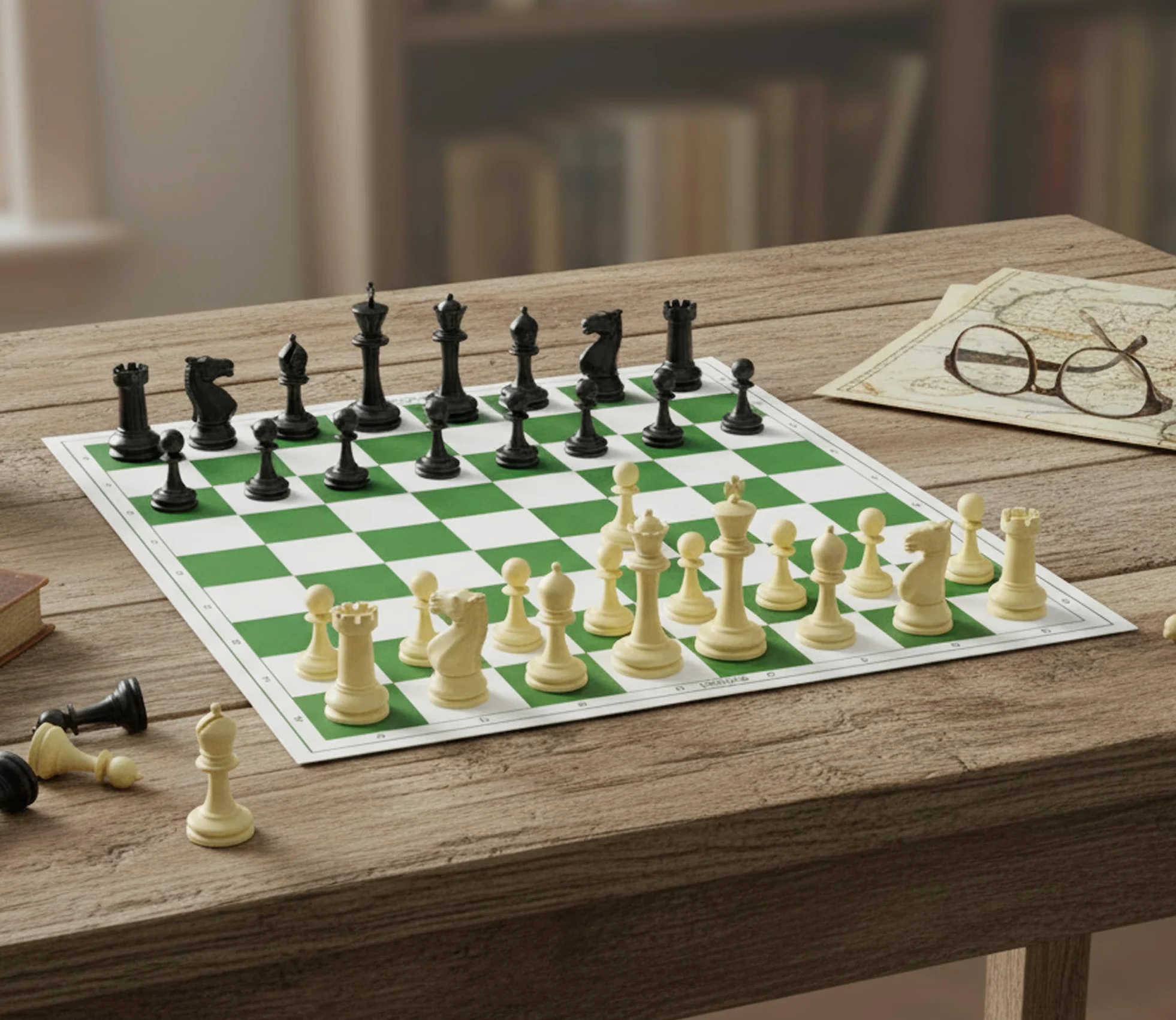 StonKraft Jeu d'échecs pliable en vinyle 46 x 46 cm avec pièces en plastique solide (avec reine supplémentaire) – Idéal pour les joueurs d'échecs professionnels