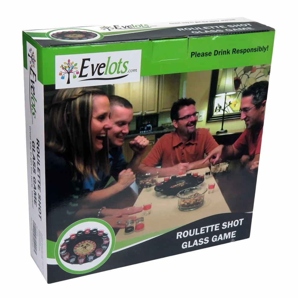 Roulette en Verre avec 2 balles et 16 Verres à Shot Style Casino