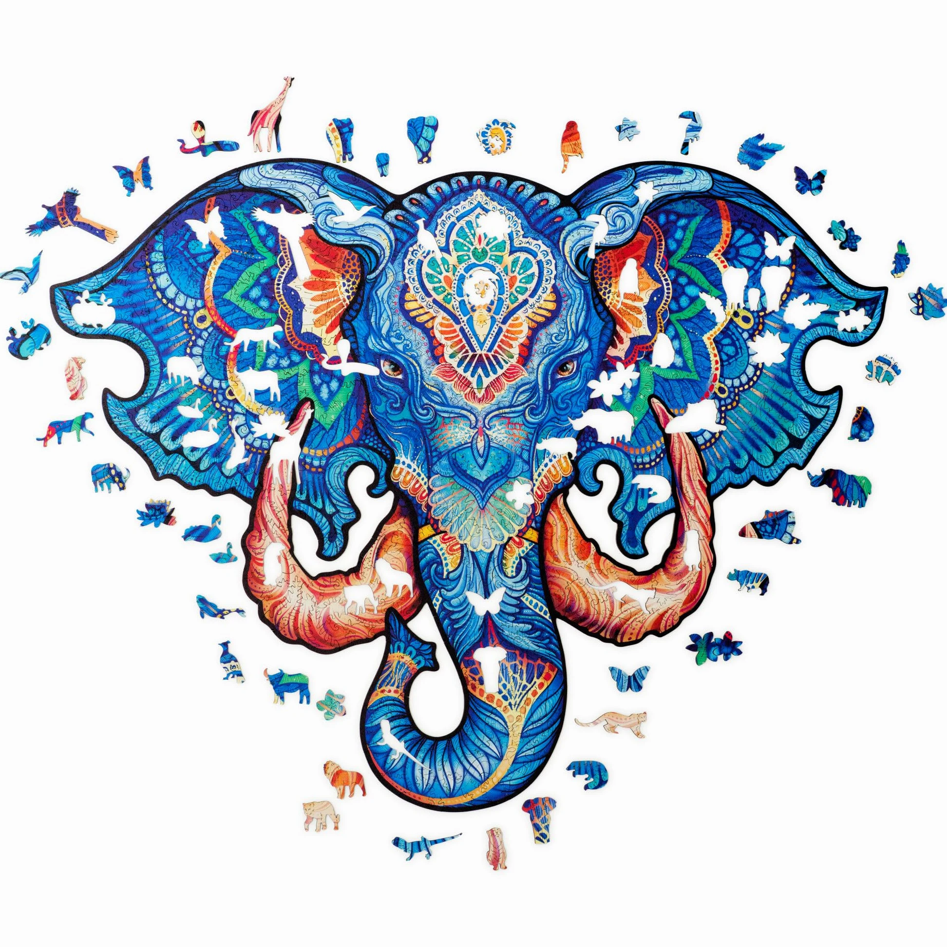 UNIDRAGON Puzzle en Bois - Eternal Elephant Jigsaw Puzzle - 700 pcs | Royal Size 62.0 x 47.0 cm - Pièces de Forme Unique - Bois Découpé au Laser - Coffret Cadeau en Bois - Puzzle pour Adultes