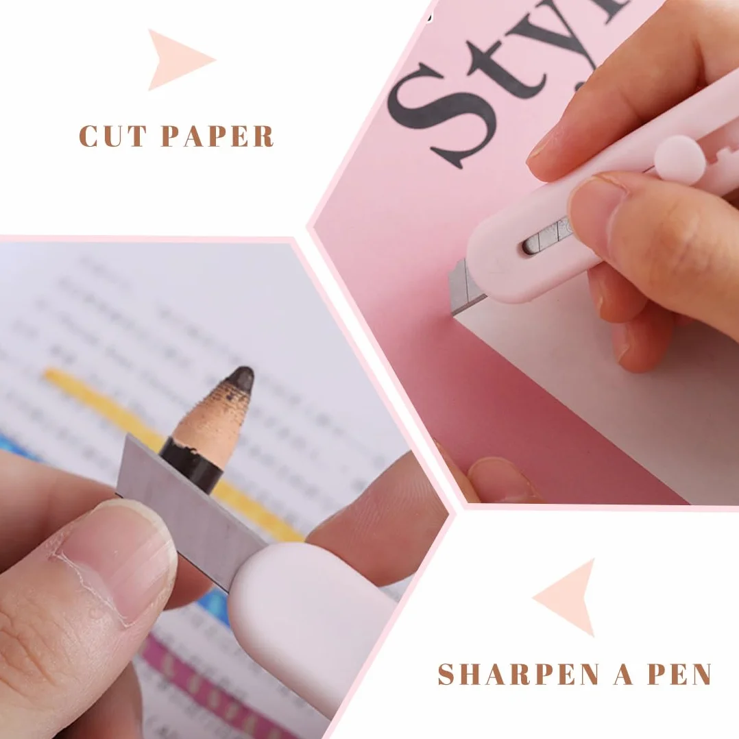 Couteau de papeterie mini coupe-papier portable, Box Cutter standard, Ouvre-lettre, couteaux utilitaires 6 PCS