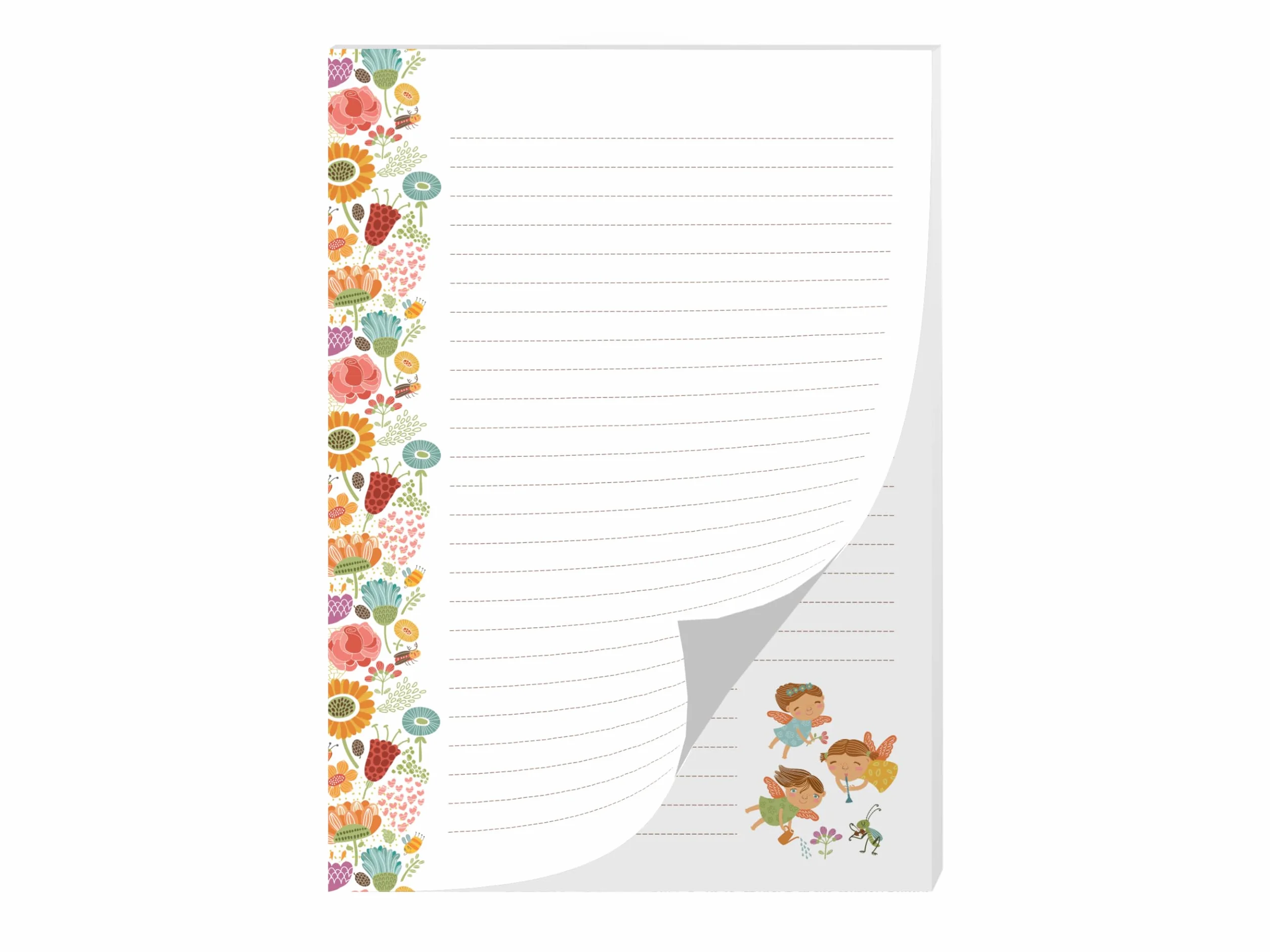 Bloc-notes A4 papier à lettre fleurs et fées 25 feuilles