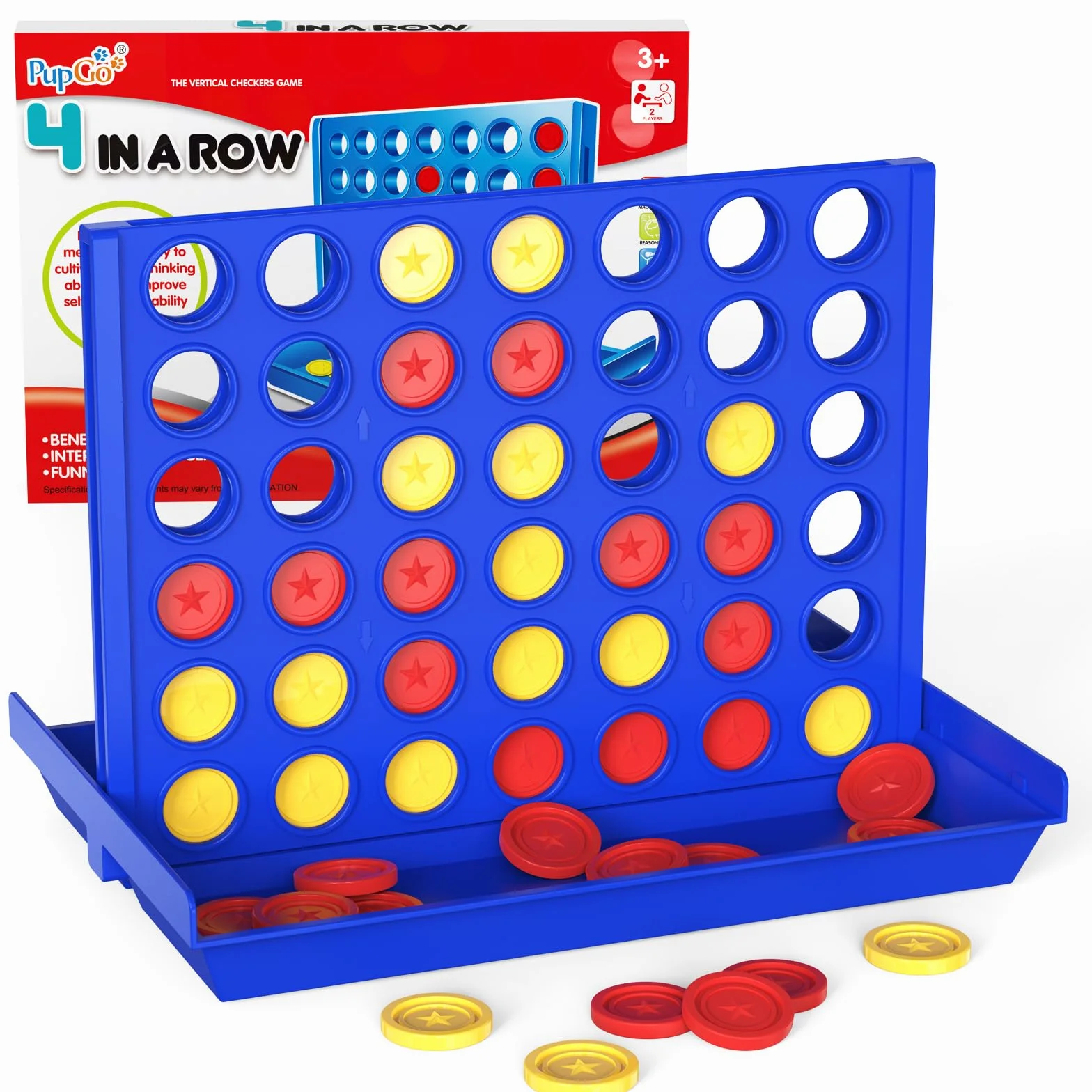 Jeu de Société 4 en Ligne Format Standard pour Enfants 3+ Ans, Cadeau Noel pour Fille Garçon, Jeux de Stratégie Portable