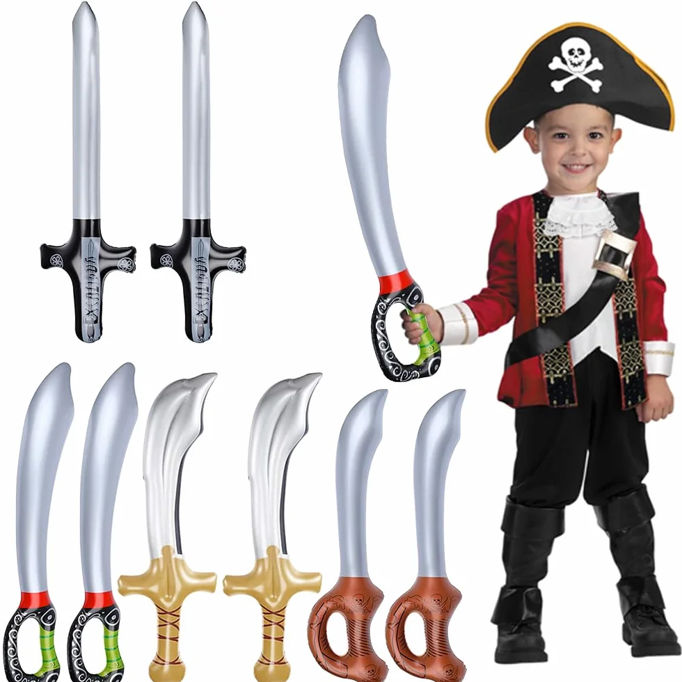 Paquet de 8 Couteaux de Pirate Gonflables, Épée de Pirate, Ballons pour Fête Cosplay Halloween
