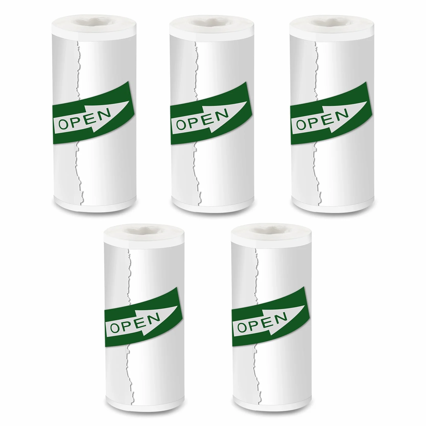 Papier Thermique Blanc 57 mm x 25 mm 5 Rouleaux pour Imprimante