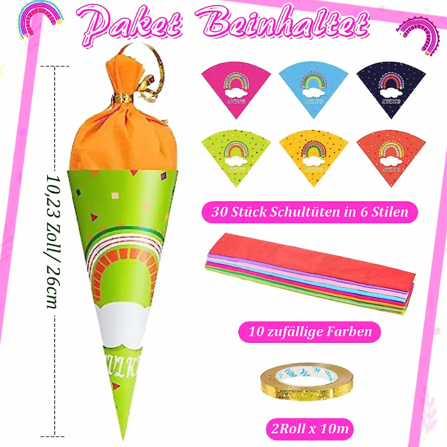 ANROI Ensemble de 18 Sacs de rentrée personnalisés 25 cm pour enfants