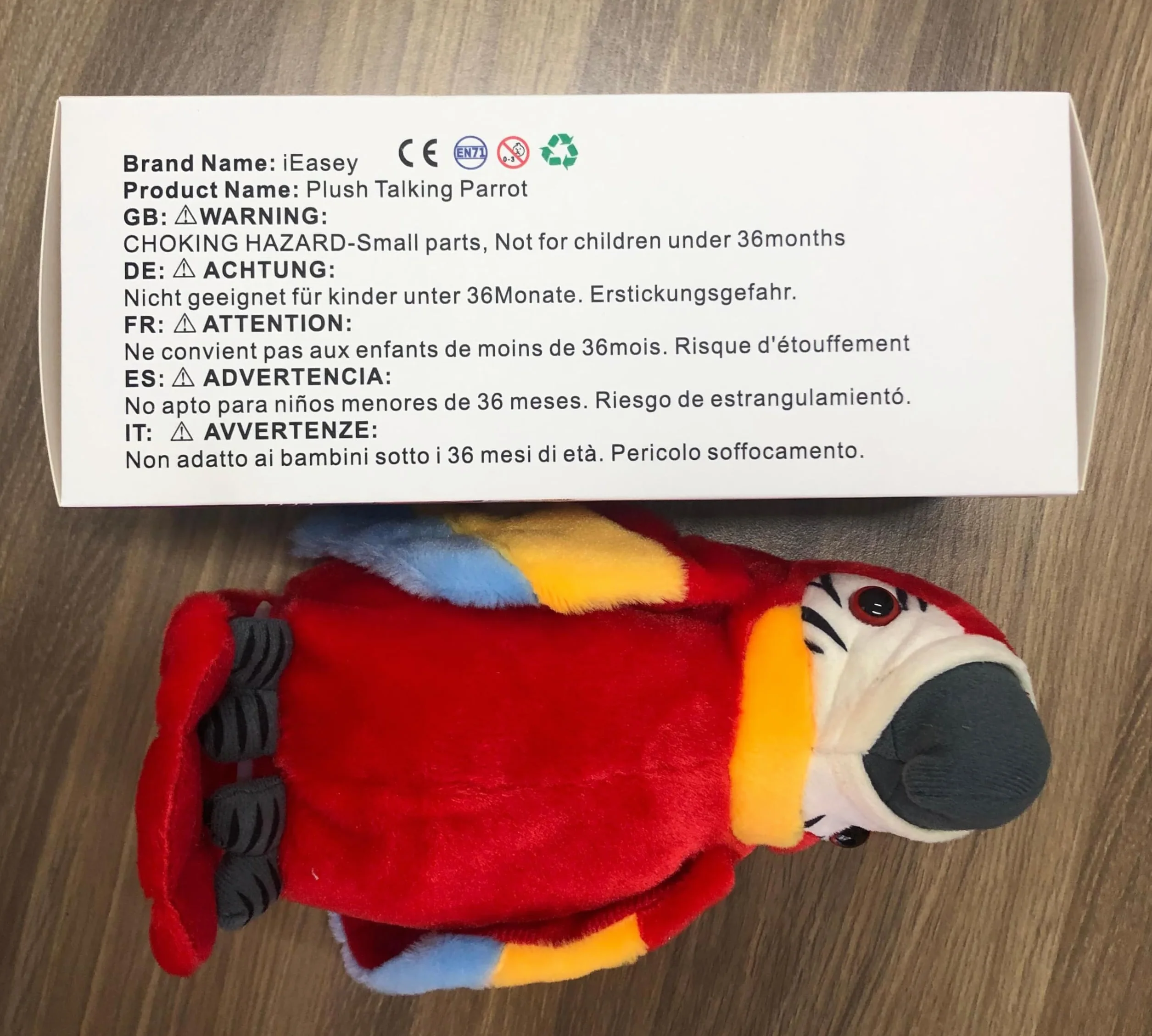 Jouet Perroquet en Peluche Imite le Son Animaux Répétez ce que vous dites Ailes électronique Oiseau Interactif Cadeau Noël Anniversaire