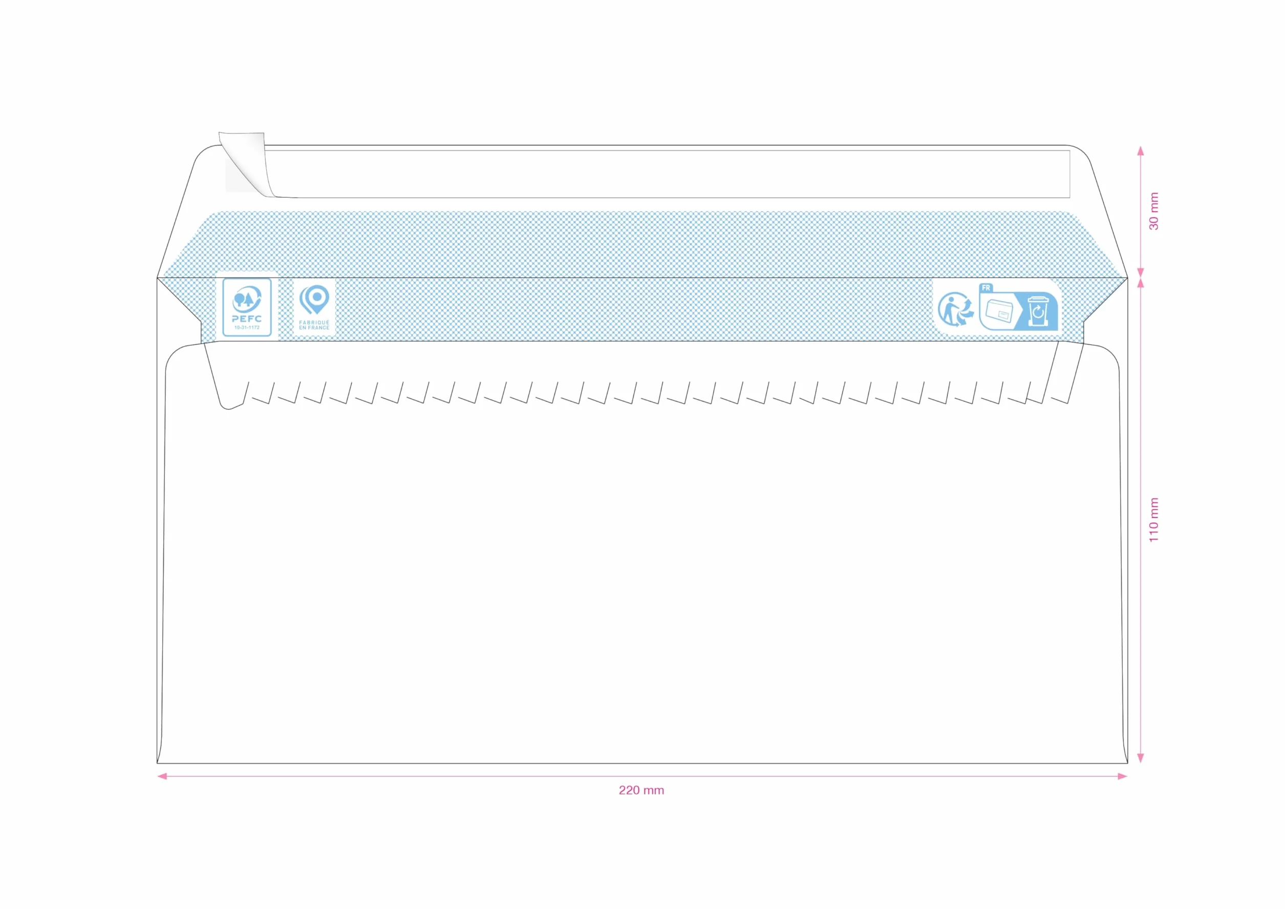 GPV Enveloppes auto-adhésives 80g DL 110x220mm fenêtre 35x100 Boite de 500