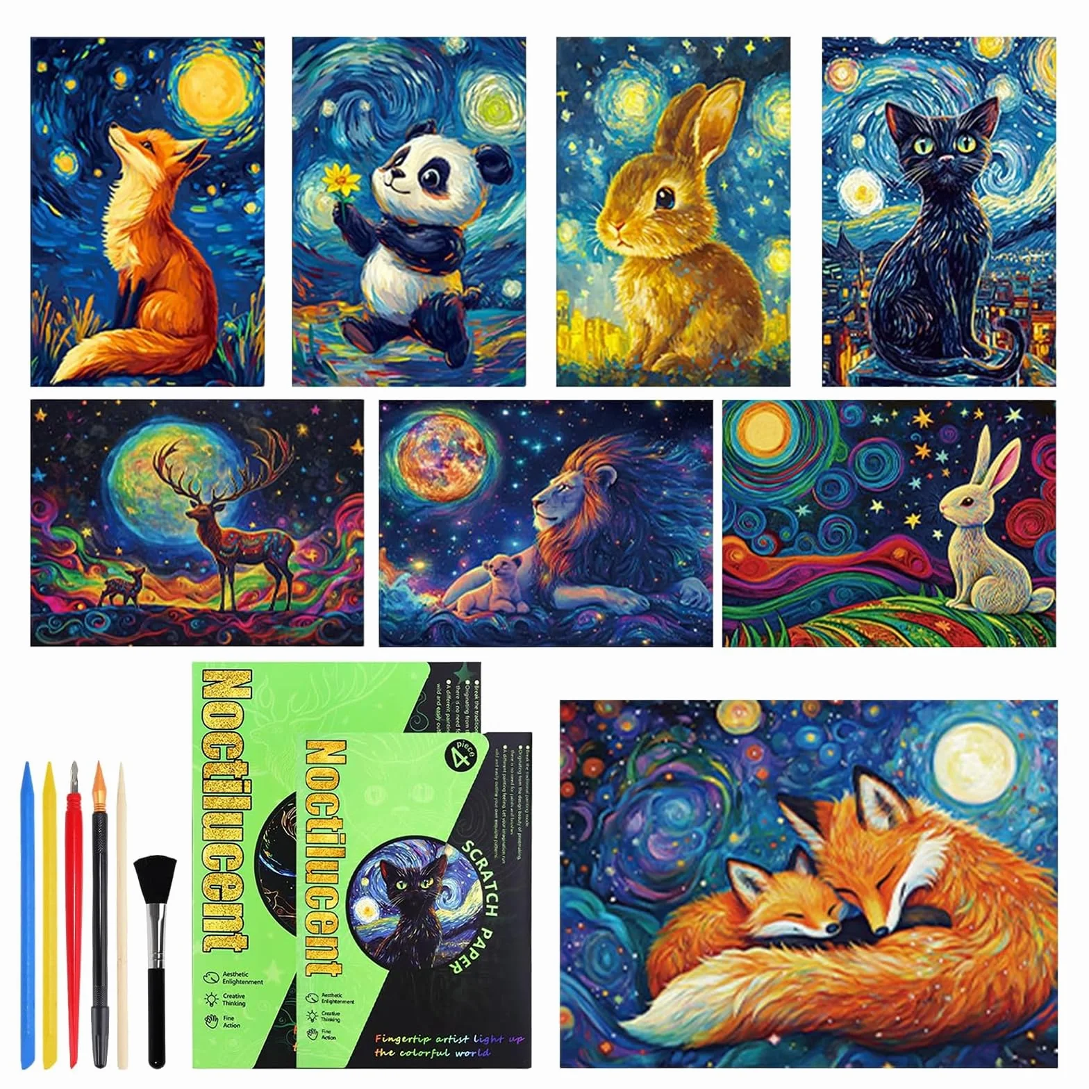 Carte à Gratter - Scratchboard Art - Activités Créatives pour Décorer Chambre, Salon, Bureau