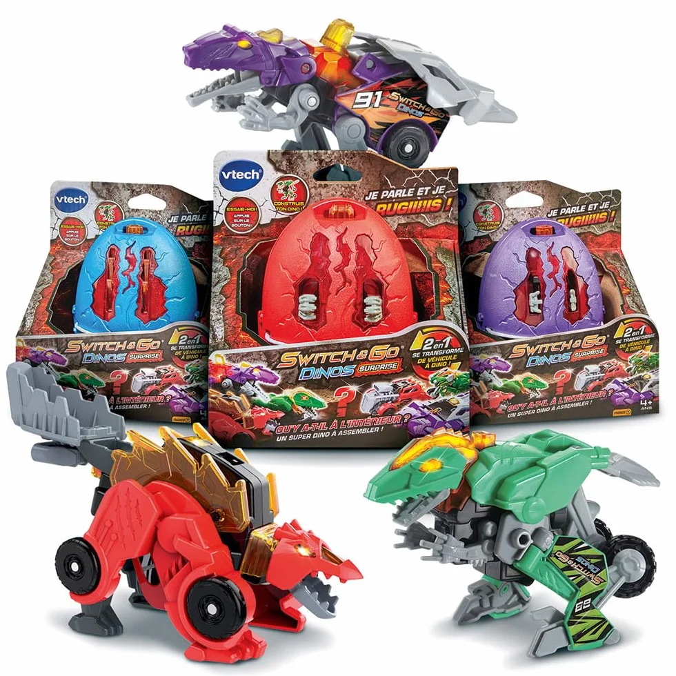 VTech Switch & Go Dinos Œuf Dinosaure Transformable Jouet Sonore 2e Génération 6 Modèles Cadeau Enfant 4 Ans Français