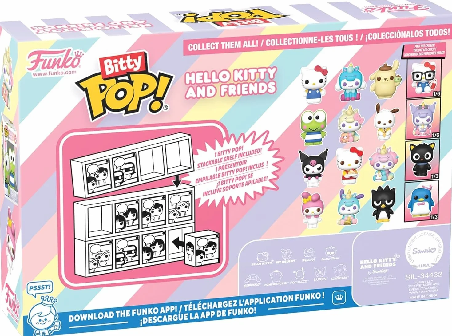 Funko Bitty Pop! 4 Pack Hello Kitty and Friends Kuromi My Melody Mystery Mini Figure 0.9 Inch