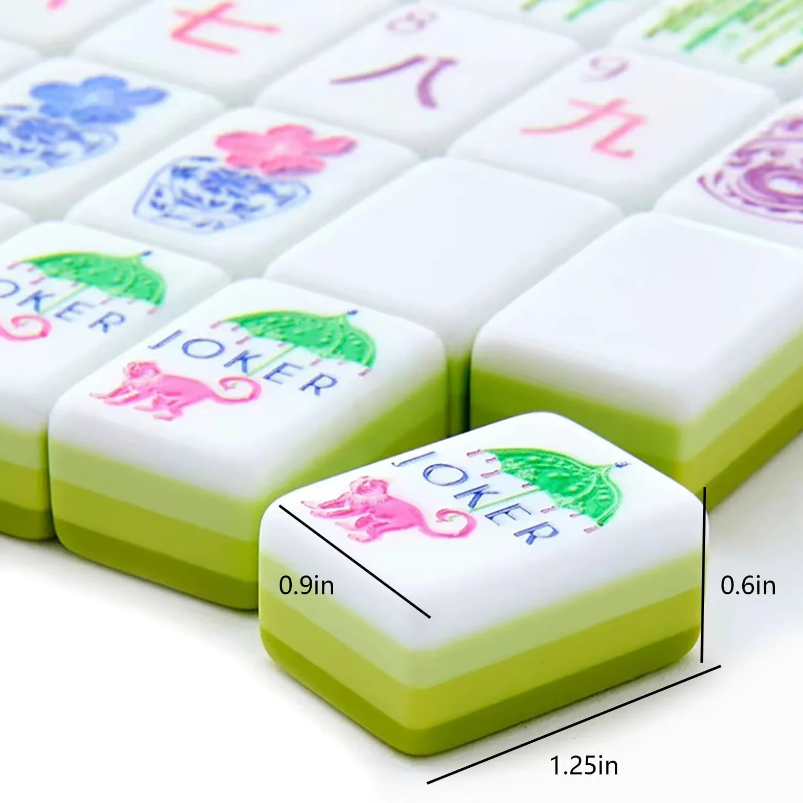 Ensemble de Mahjong américain, Carreaux acryliques dégradés à 4 Niveaux | Peacock Monkey Joker Art, numérotés, jeu de style complexe for le voyage à la maison