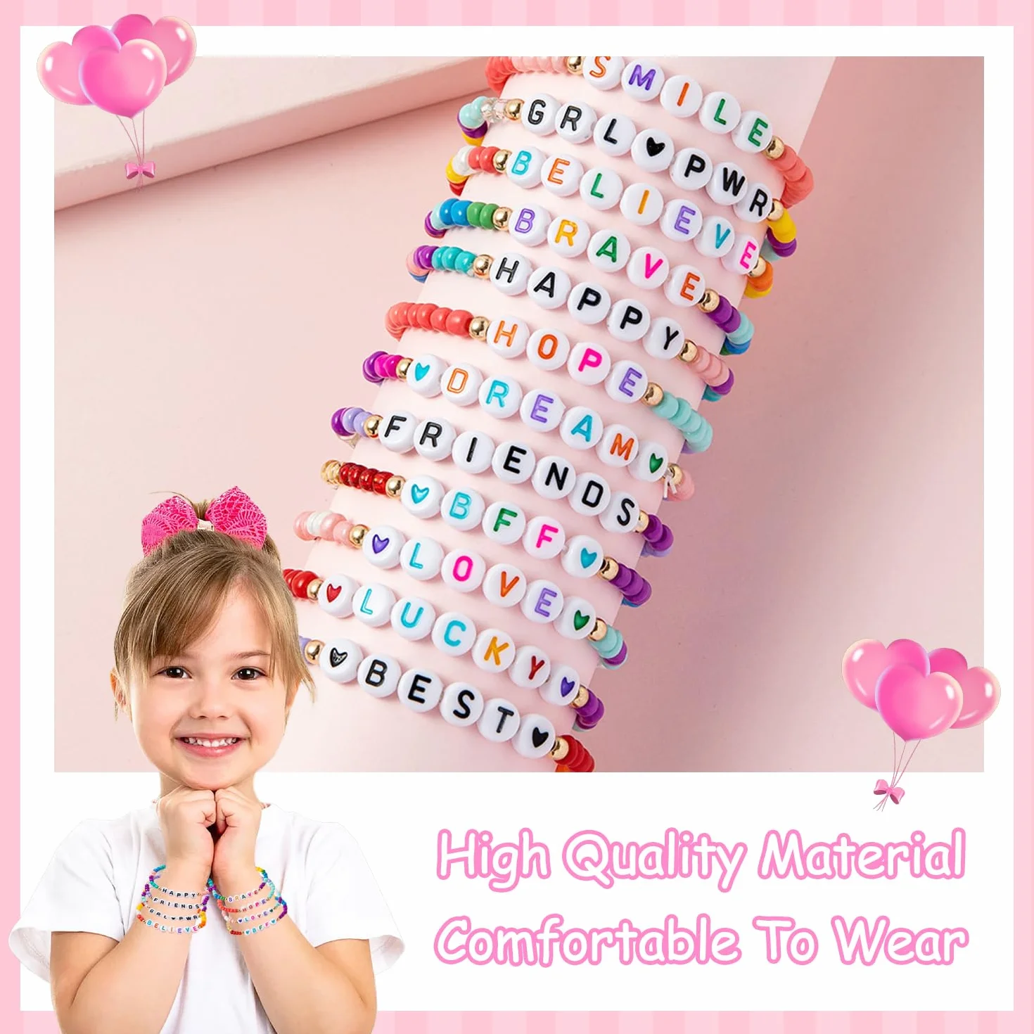 Bracelets Enfant Perles Princesse Élastiques Réglables Lot 12 Pcs Cadeau Anniversaire Filles
