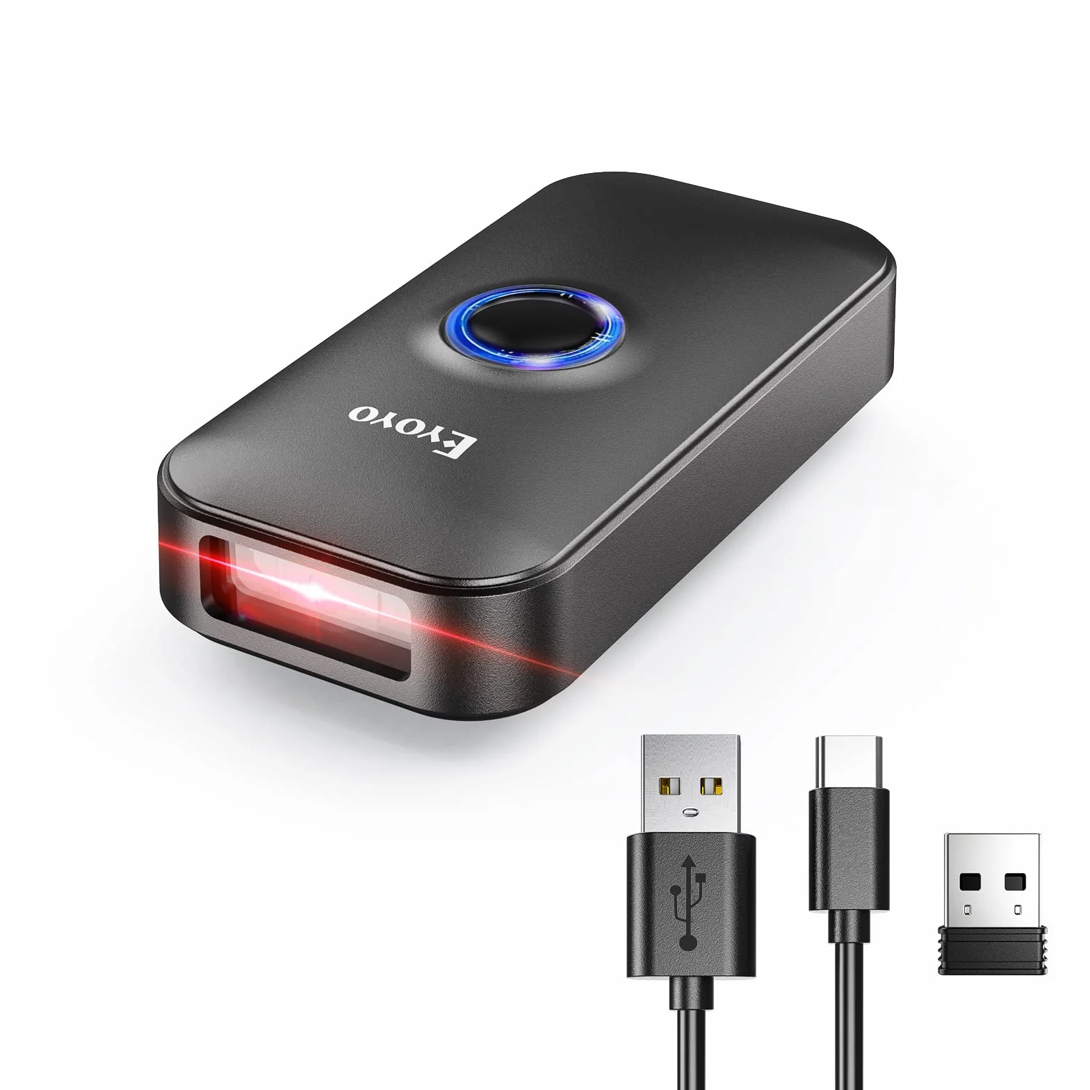 Eyoyo 2D Bluetooth Barcode Scanner, Douchette Lecteur Code Barre sans Fil 1D QR pour iPhone iPad iOS Android PC