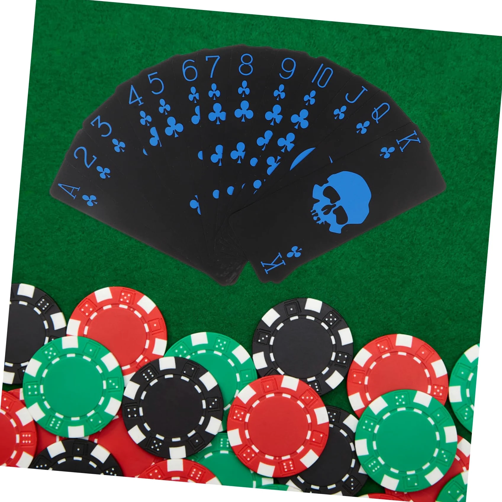 Beavorty Jeu de Cartes de Poker Durabilité Exceptionnelle et Design Créatif Imperméables en PVC Noir Motif Crâne pour Soirées et Divertissements Adultes