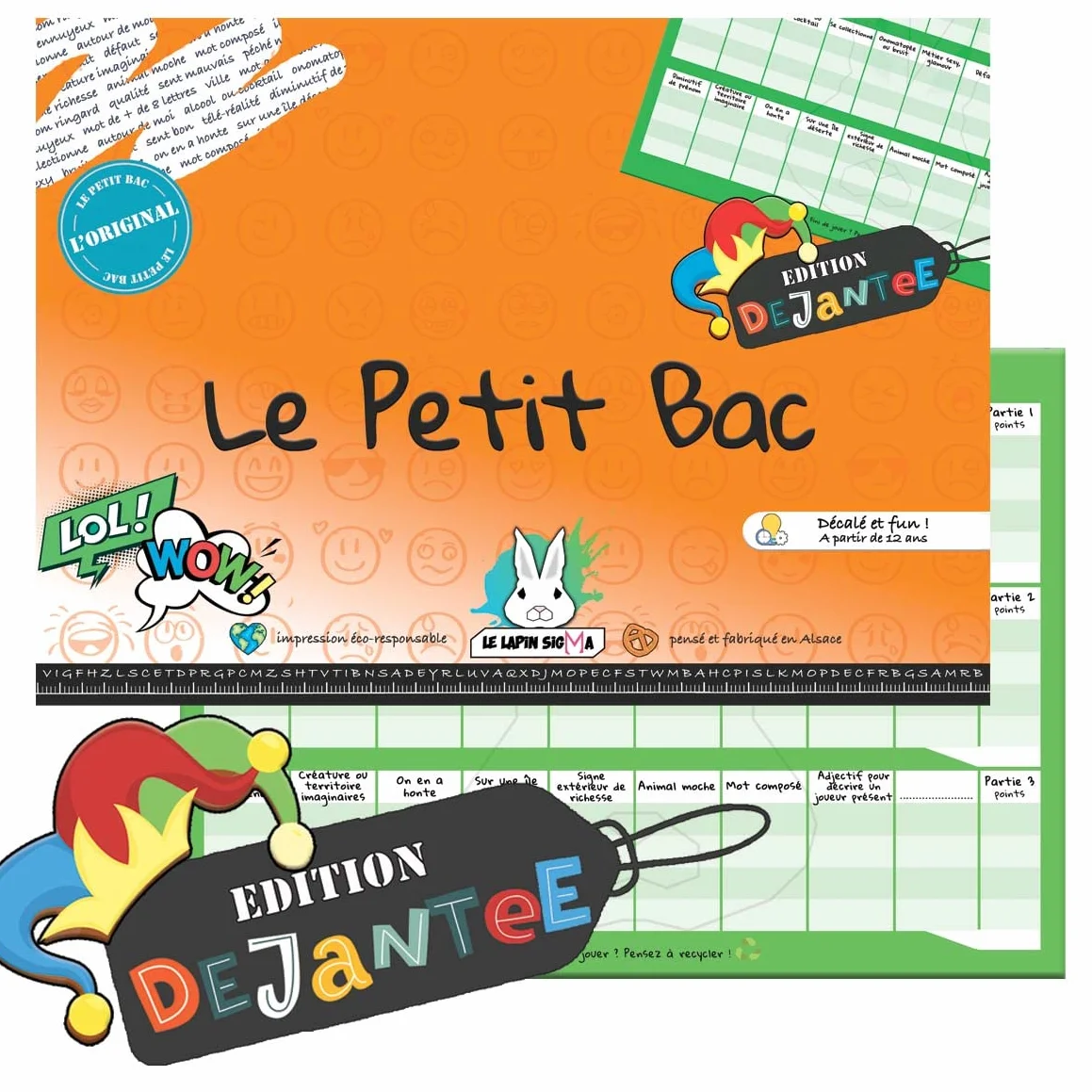 Jeu du Petit BAC - Edition Déjantée - Bloc 50 Pages - Jeu du baccalauréat
