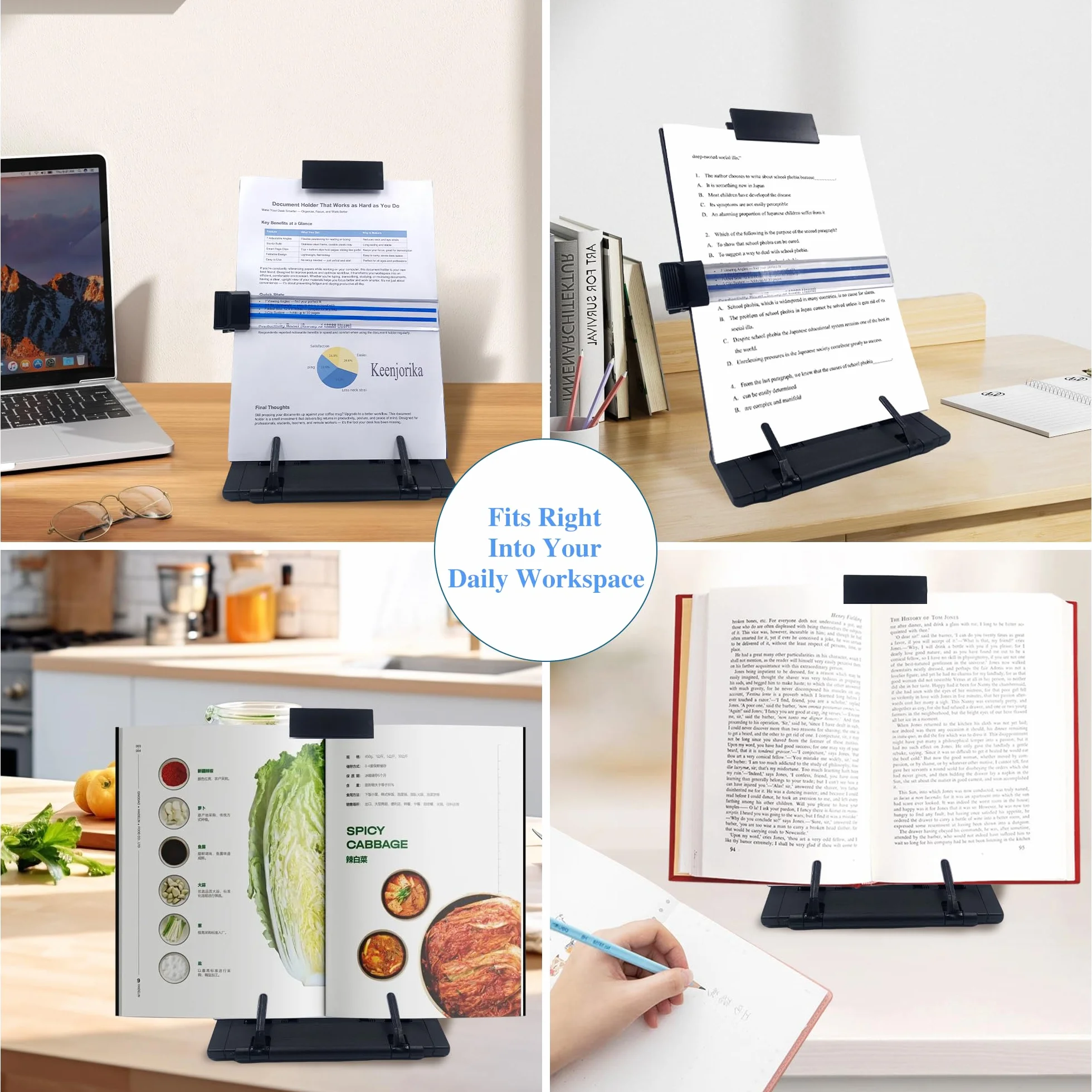 Keenjorika Porte-documents de bureau 7 positions réglables support noir angle réglable