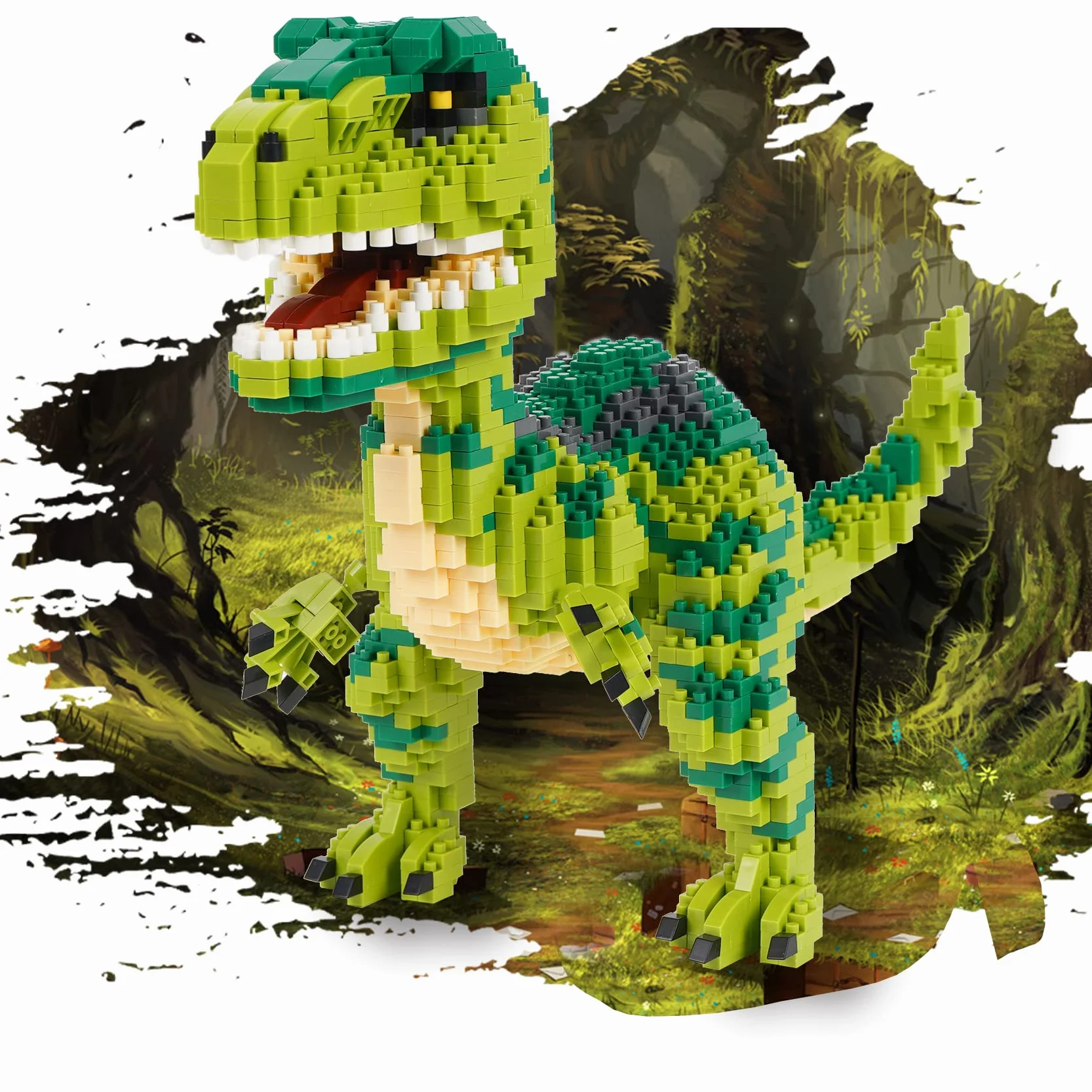 LULUFUN Kit de Blocs de Construction Dinosaures, Jouet de Mini Blocs Bricolage, Cadeau Adultes Enfants Velociraptor