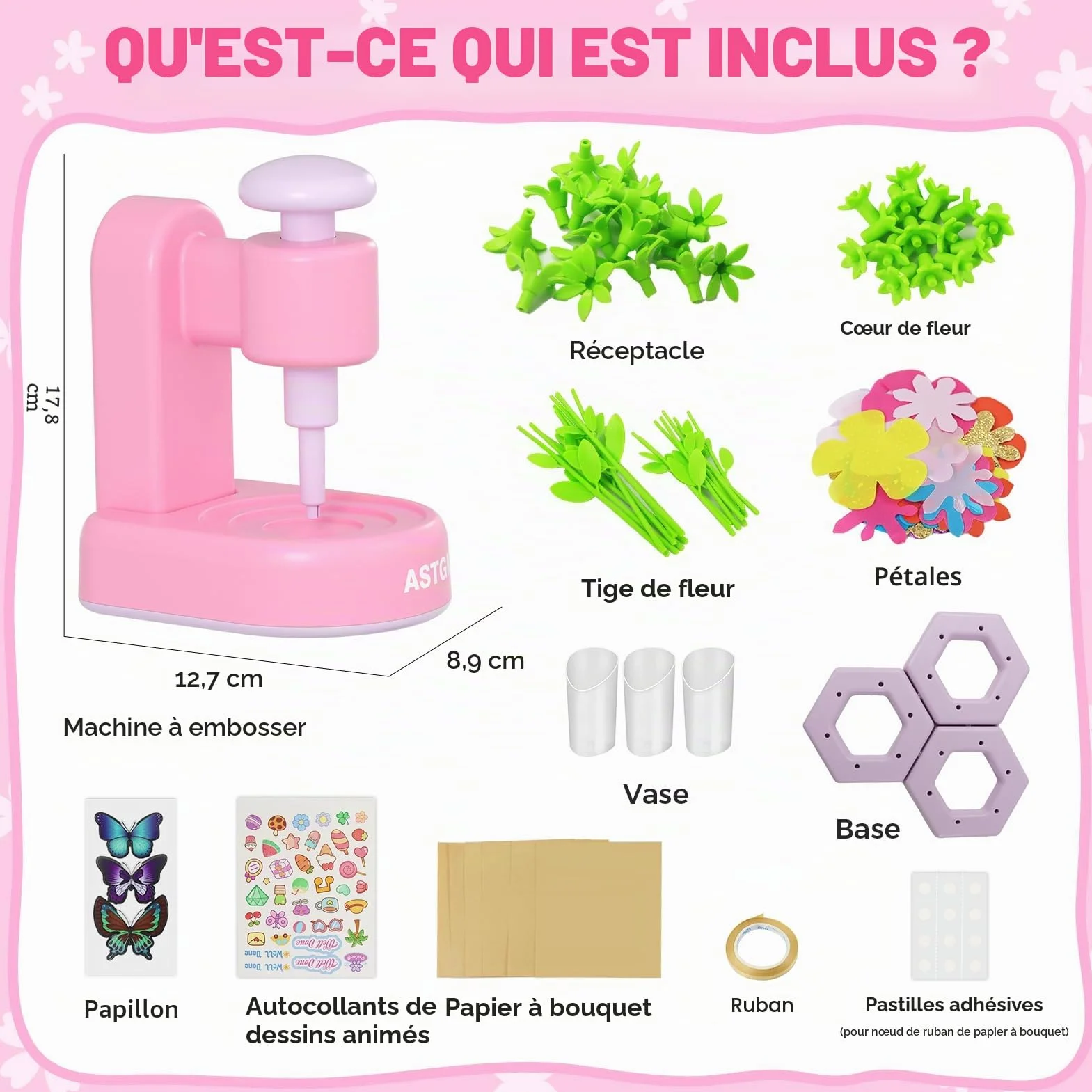 ASTGMI Kit Création Bouquet de Fleurs DIY, Cadeau Fille 3-10 Ans, Jouet Fleurs Enfant