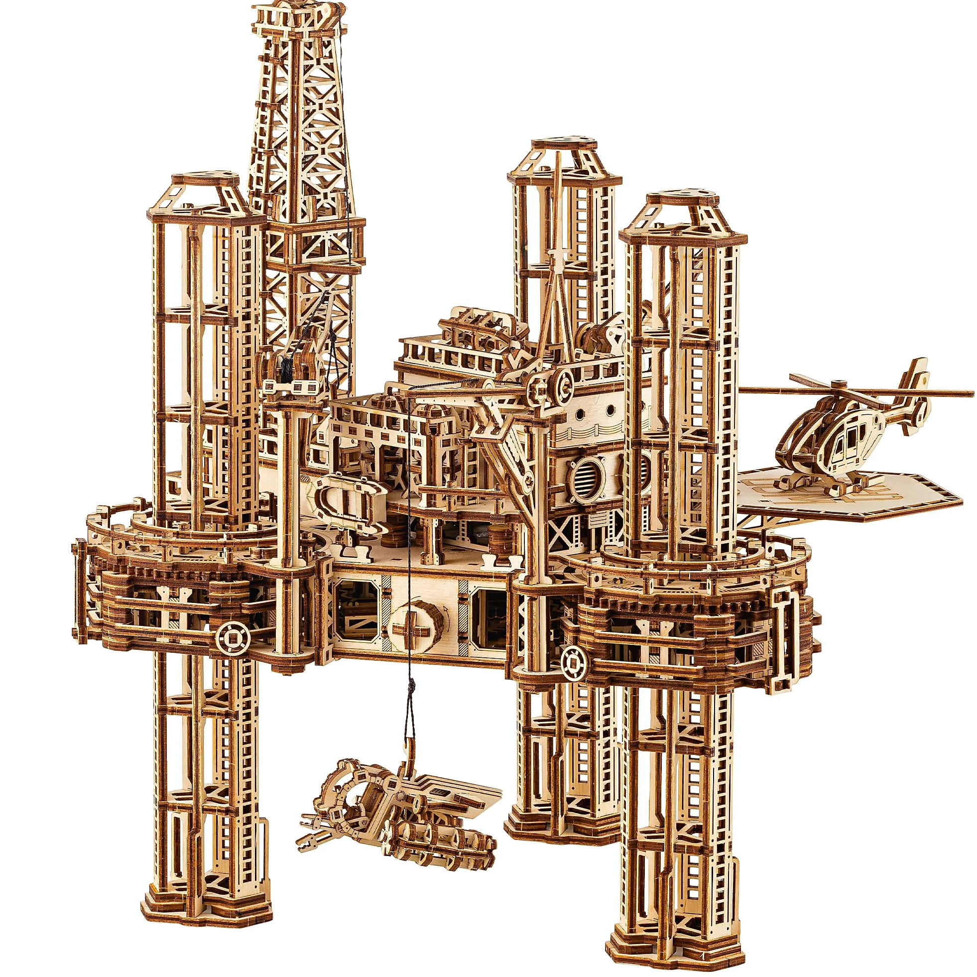 Wood Trick Offshore Rig Interactive Puzzle 3D en Bois pour Adultes à Construire