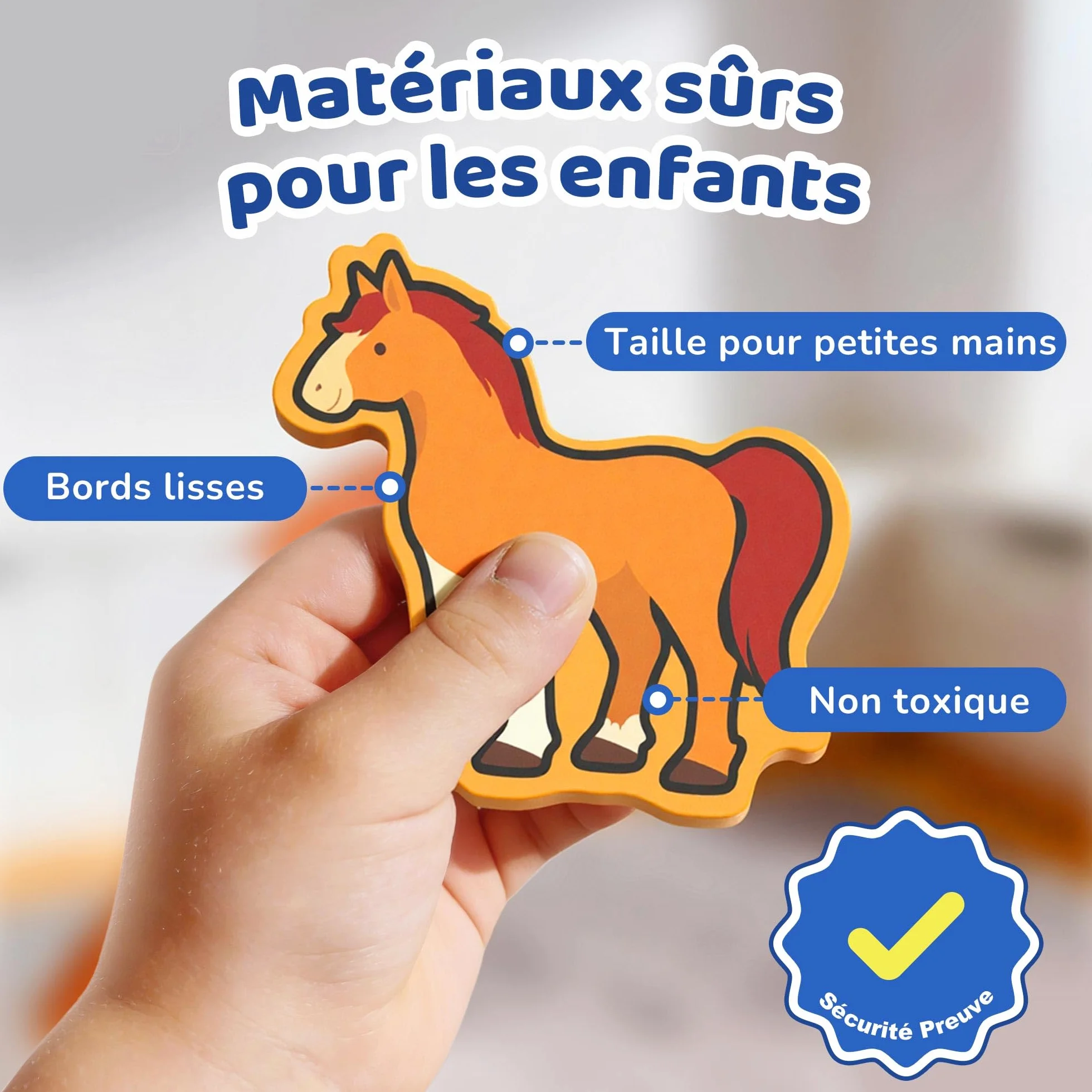 BenBen Puzzle en bois Montessori pour 1-3 ans, jouet à emboîter animaux