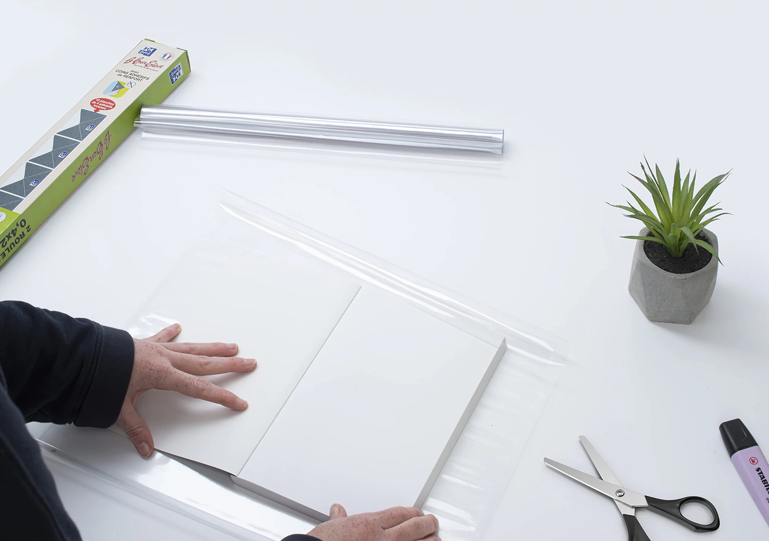 OXFORD Couvre Livres Transparent Lot de 2 40x270cm PVC Lisse 8/100ème