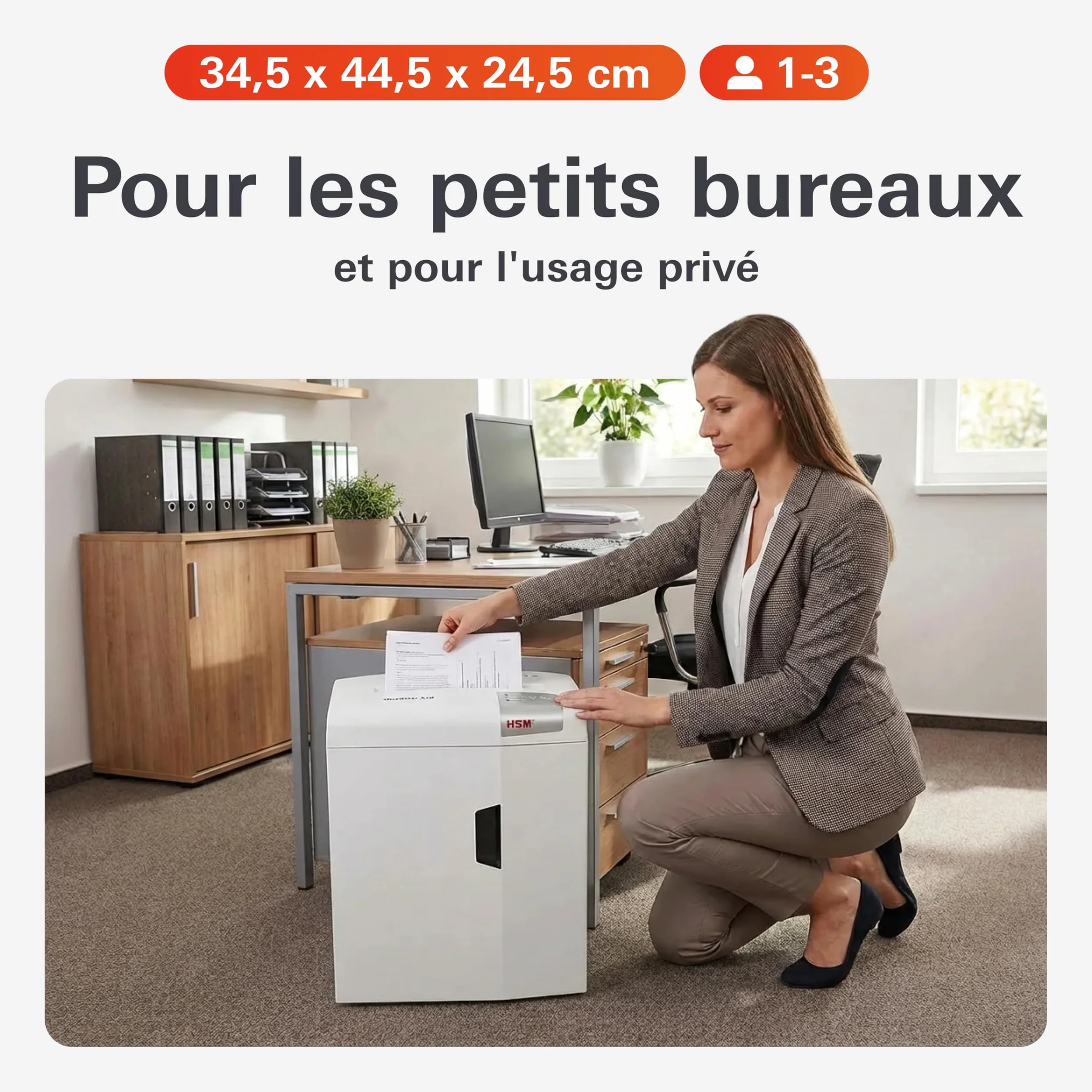 HSM shredstar X10 Destructeur de documents sécurité 3 10 feuilles coupe particules 4,5x30 mm Blanc Argent