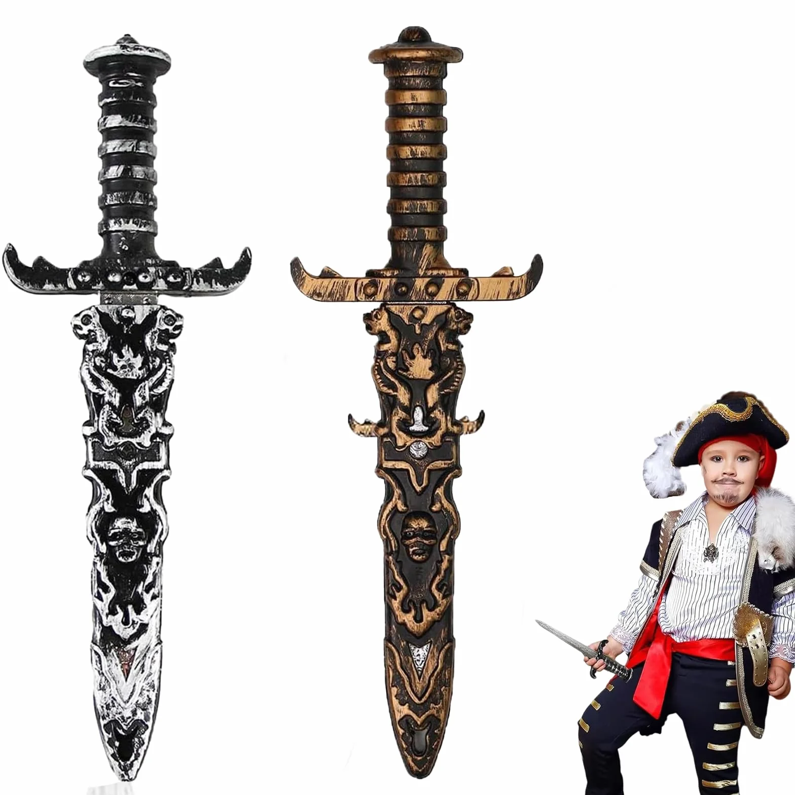 Dague de Pirate Toy Sword Épée de Jouet en Plastique Faux Couteau Non Tranchant 2 Pièces