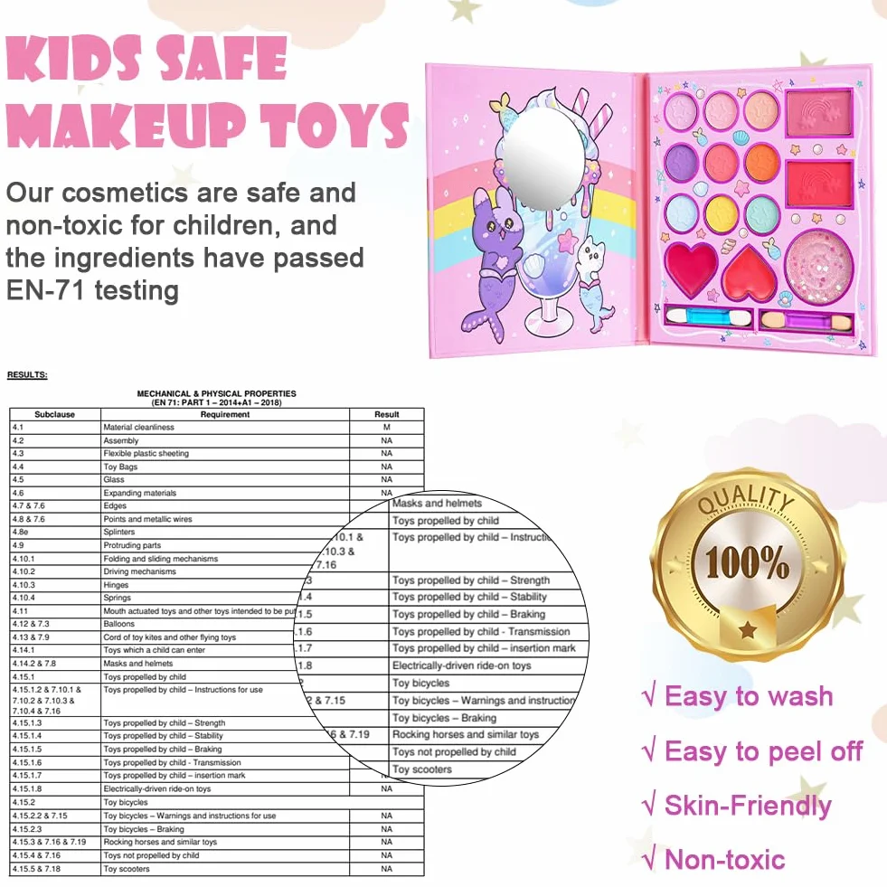 Aomig Kit de Maquillage Enfant Lavable, Non Toxique, Jouet pour Filles, Cadeau Anniversaire Noël