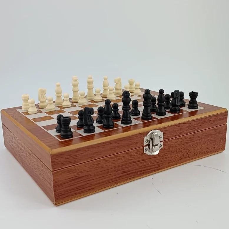 echiquier Jeu d'échecs Pliable en Bois 3 en 1 for Les Voyages, Jeux de société for Enfants et Adultes : échecs, Dominos et Divination. echecs Jeu