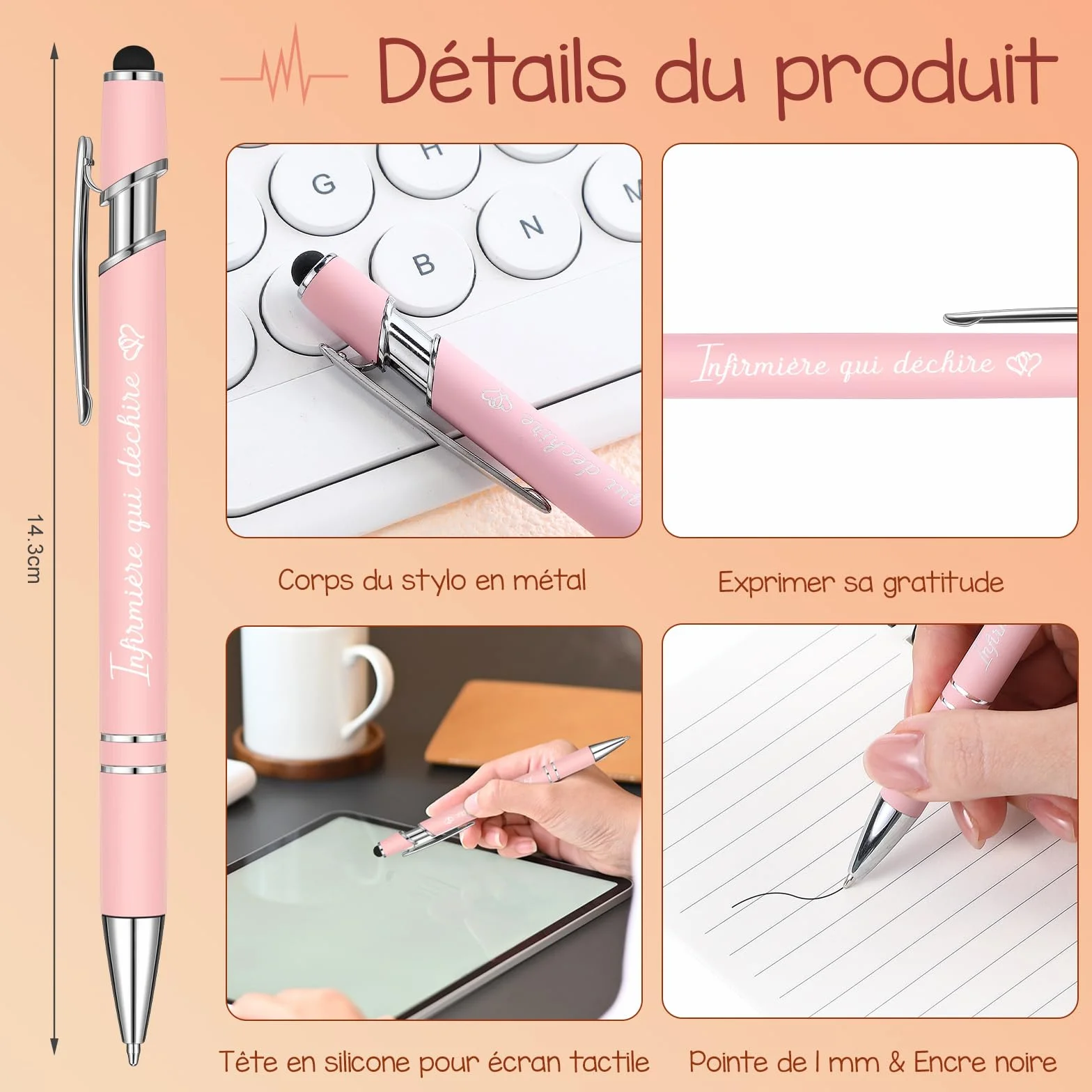 Sinmoe Cadeaux pour Infirmière Mini Bloc-Notes Porte-Clés Stylo à Bille Infirmière Qui Déchire