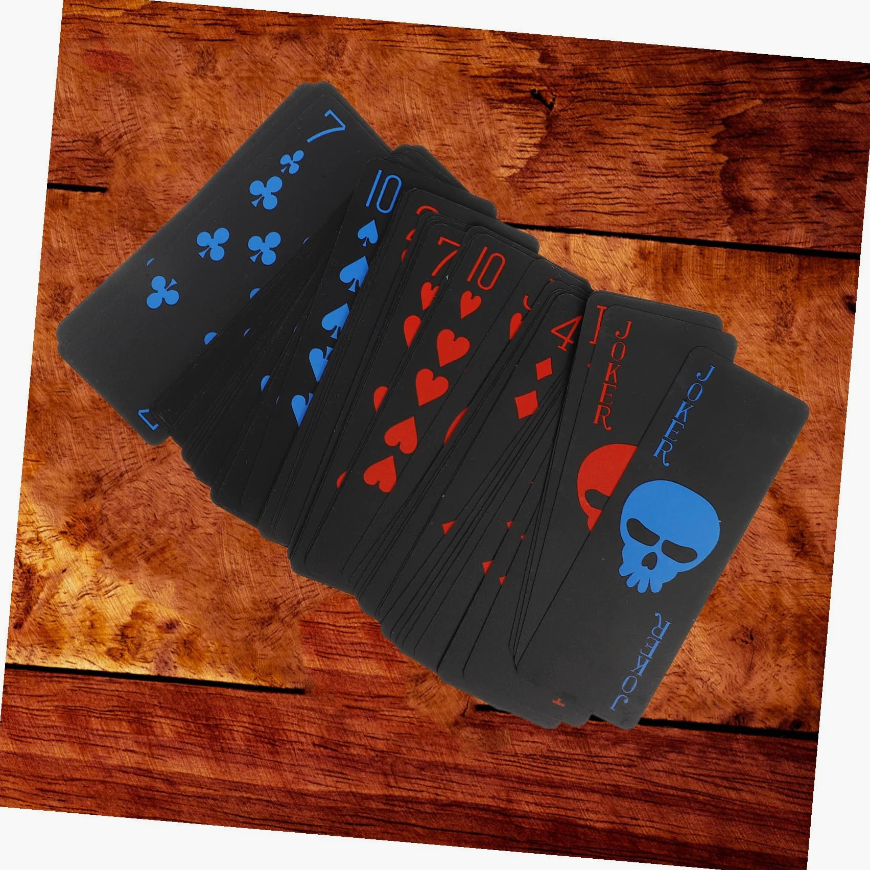 Beavorty Jeu de Cartes de Poker Durabilité Exceptionnelle et Design Créatif Imperméables en PVC Noir Motif Crâne pour Soirées et Divertissements Adultes