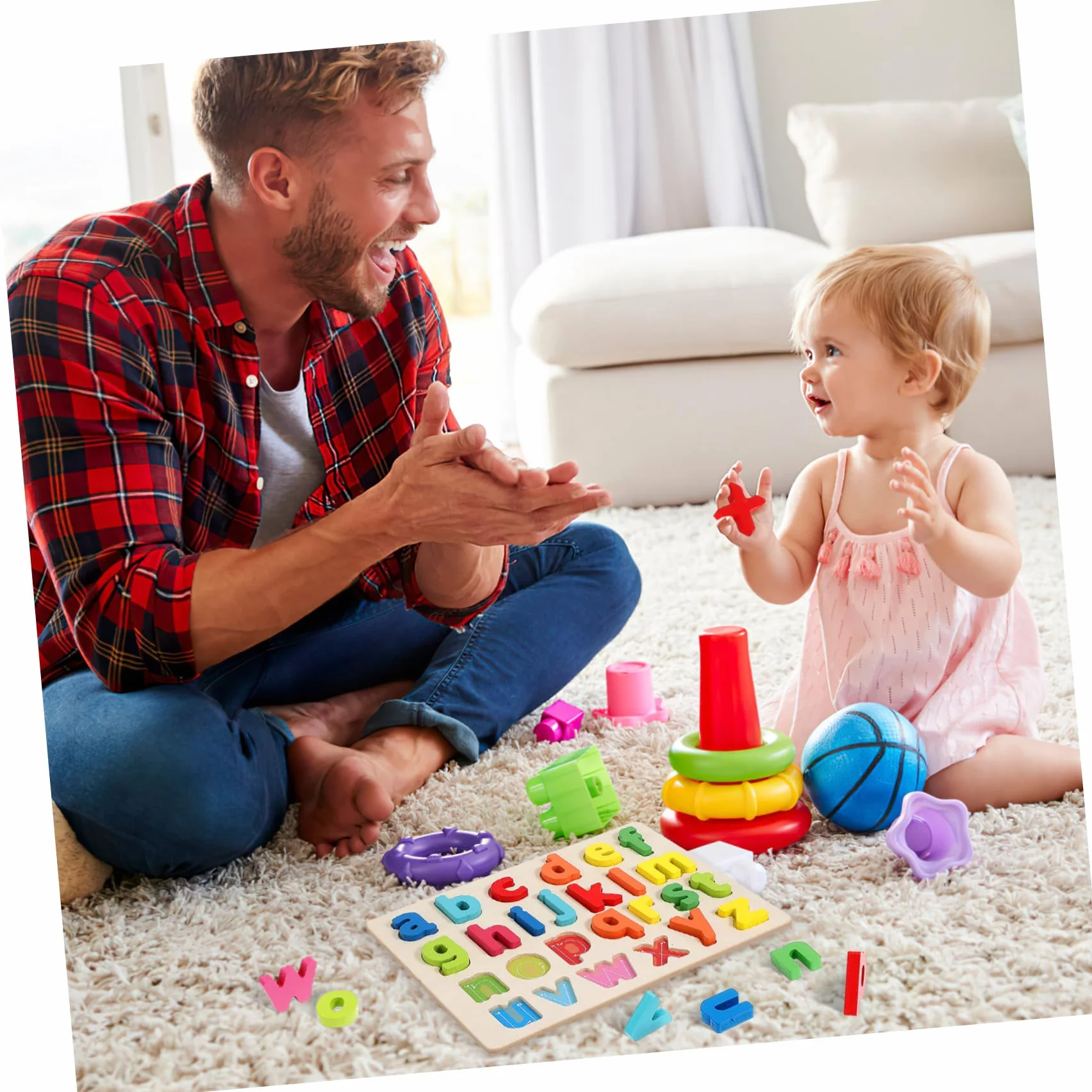 Toyvian Jeu de Puzzles Bois Alphabet Lettres Minuscules pour Garçon Fille Âge Préscolaire 3 Ans et Plus avec Lettres de A à Z Éducatif