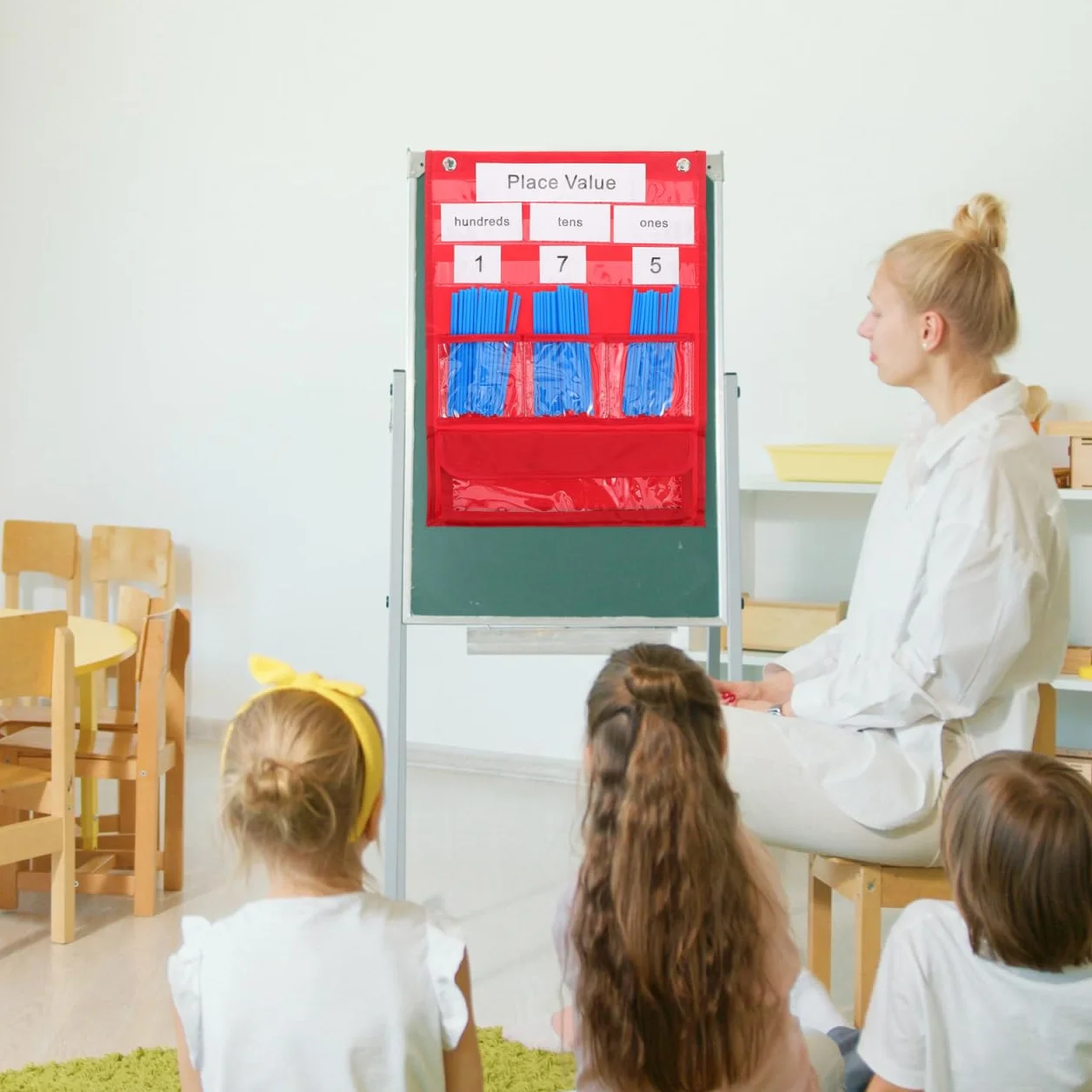 LALAFINA Tableau à Poches pour Compter avec 30 Cartes Numériques 200 Pailles 20 Élastiques Suspendu Enseignement Comptage