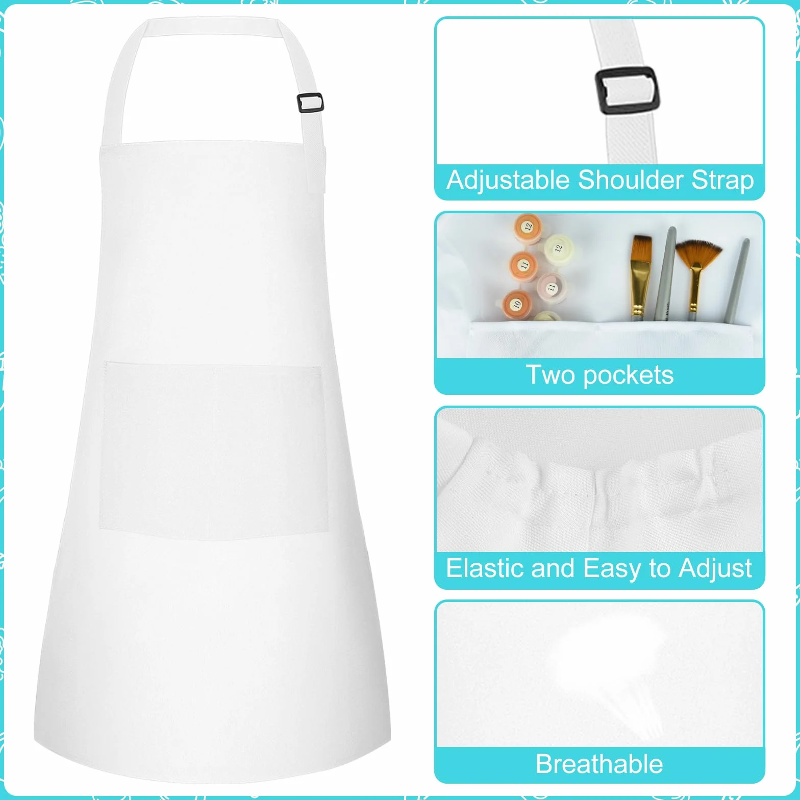 Ensemble tablier et toque de chef pour enfants - Tablier réglable avec 2 poches - Cuisine et pâtisserie