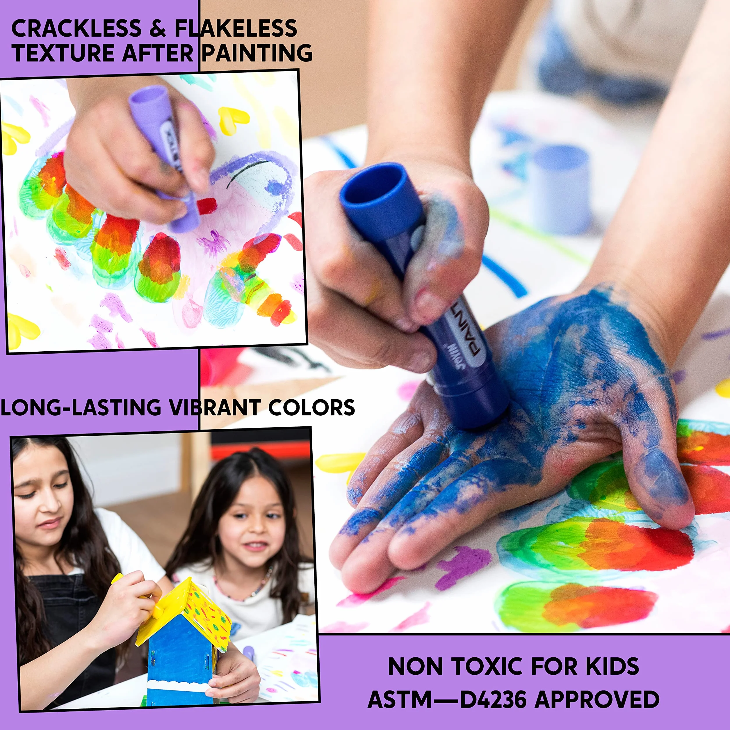 JOYIN 36 Bâtons Peinture Lavables Tempera Stick Enfant 2-3 Ans Kit Gouache Cadeaux Papeterie Créatifs