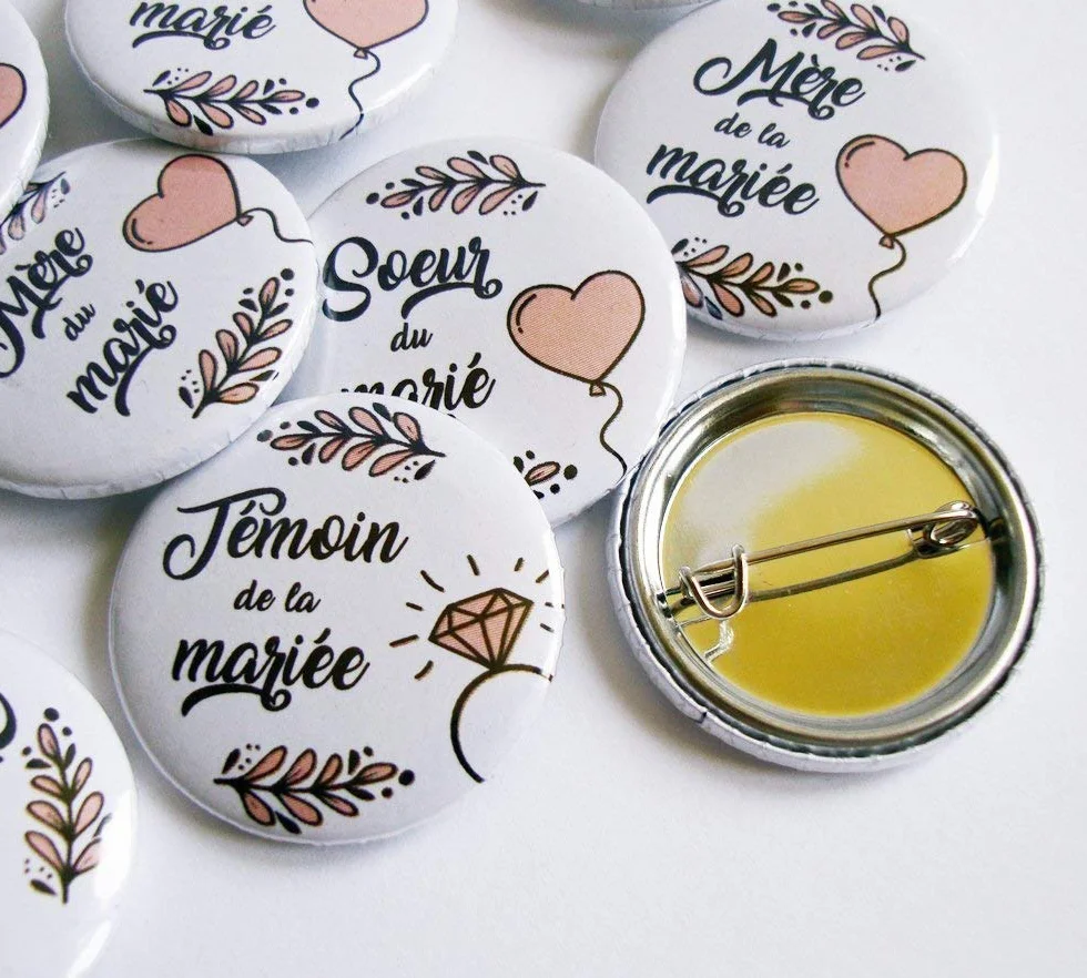 Badges de mariage pour témoins et famille, invités