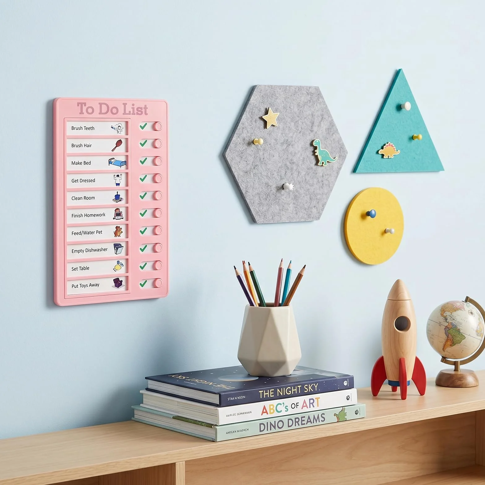 Tableau Routine Enfant 4 Pièces To Do List avec 30 Feuilles de Papier Vierge