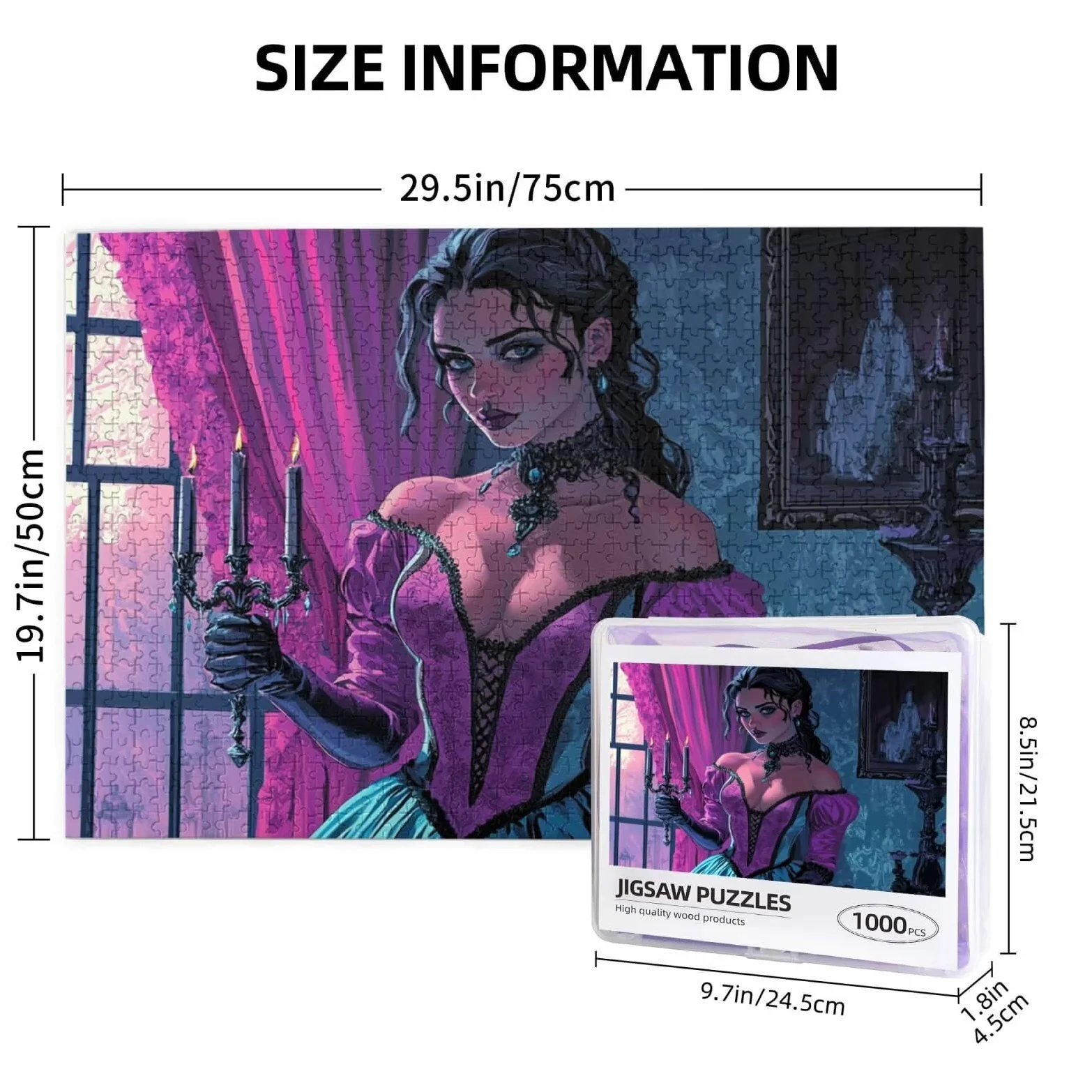 Femme Puzzle 1000 Pieces Gothique Puzzle Adulte Design Exclusif,Découpe Laser de Précision,Activité Familiale Anti-Stress,Décoration Murale Cadeau Homme pour PuzzleAmateurs d'art 50x75cm-z1439