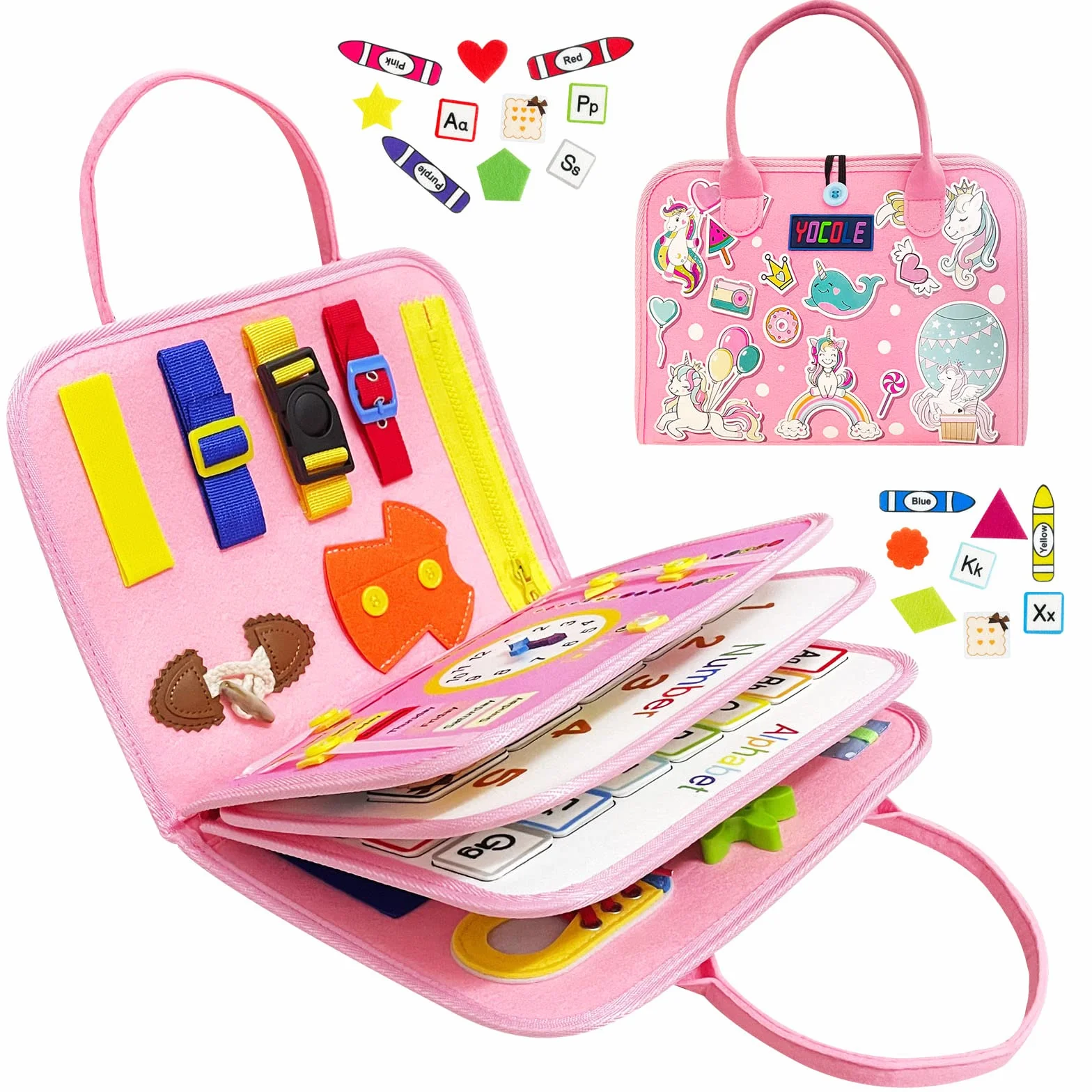 Busy Board Montessori 3 ans Jouets éducatifs 5 Couches Planche Apprendre Compétences Vie Garçon Fille Bébé Rose