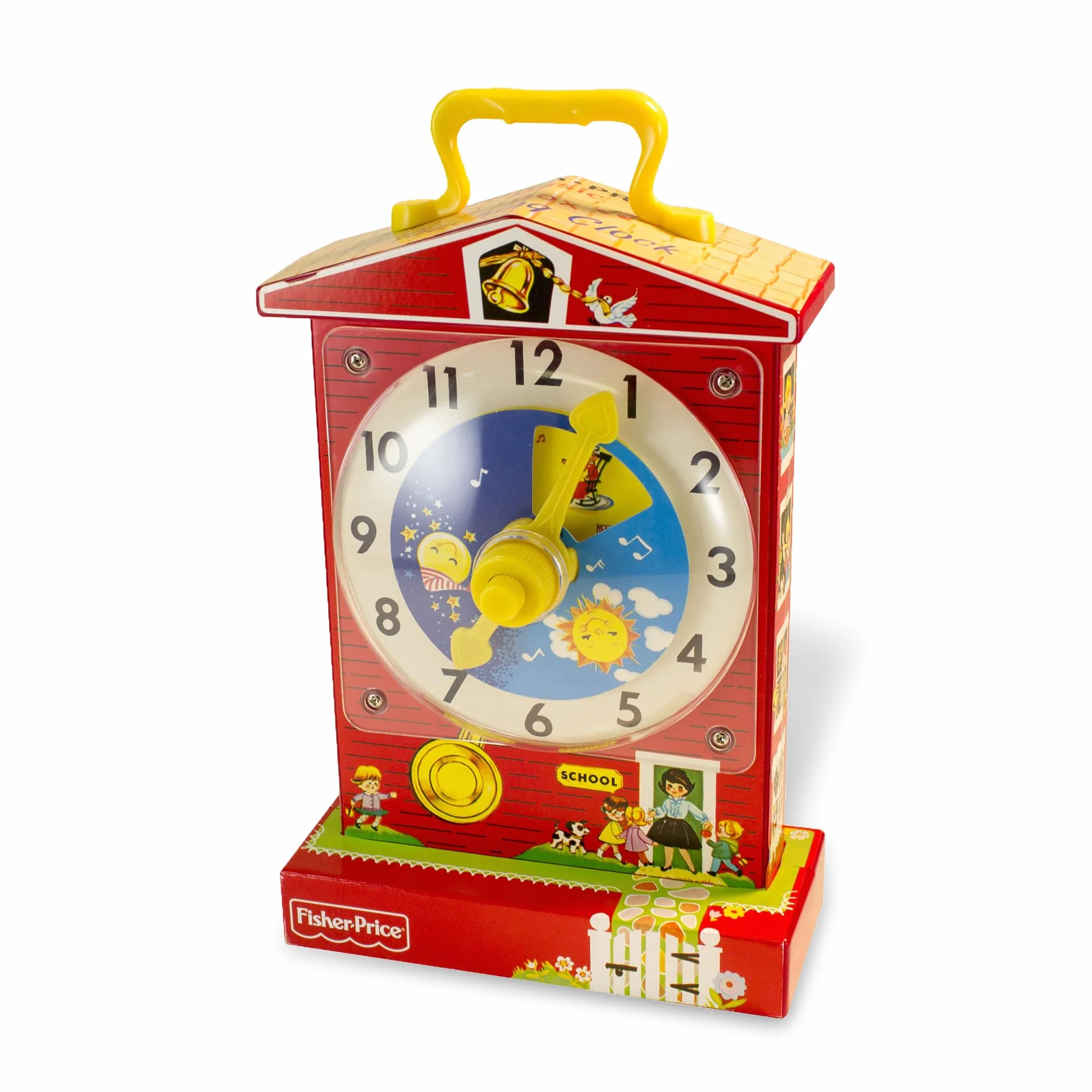 Fisher-Price Classics Pendule Éducative Boîte à Musique Jouet Musical Interactif Bébé Style Rétro