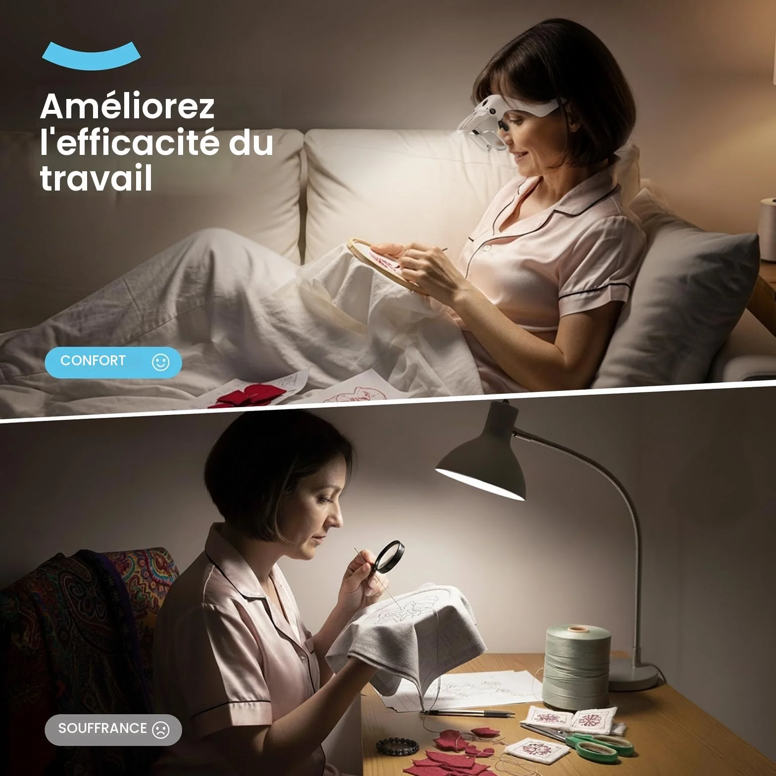 ARTDOT Lunettes Loupe Grossissante avec 4 LED et Réglage à 2 Niveaux pour Diamond Painting